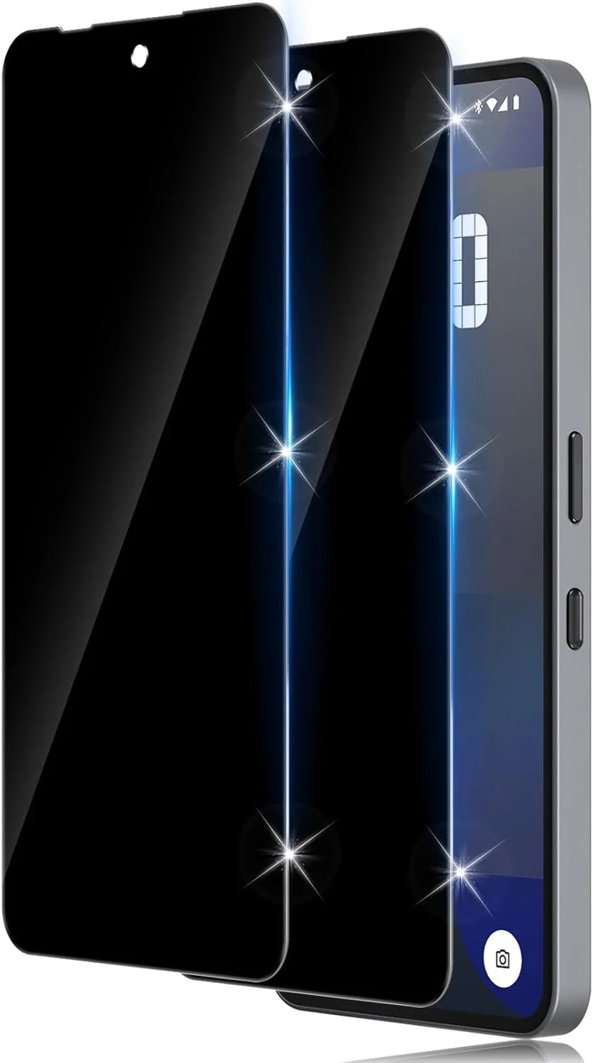 محافظ صفحه نمایش حریم خصوصی تمام صفحه Funrae برای ناتینگ فون 3A/3A Pro از جنس شیشه حرارت دیده، فیلم ضد جاسوسی با سختی 9H، شیشه محافظ حریم خصوصی، محافظ صفحه نمایش ضد جاسوسی [بسته 2 عددی]