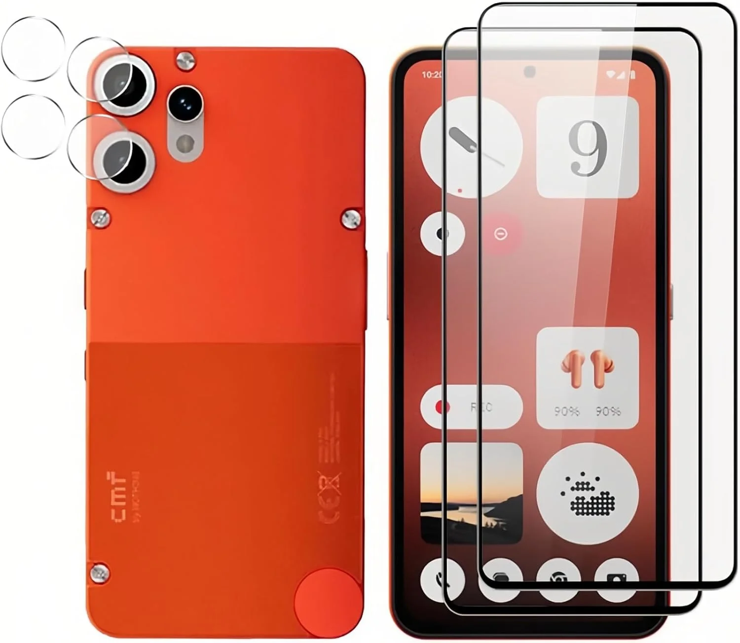 محافظ صفحه نمایش Gruattreay سازگار با Nothing CMF Phone 2 Pro 2025، [بسته 2+2 عددی] محافظ صفحه نمایش و محافظ لنز دوربین HD شیشه حرارت دیده، ضد خش، بدون حباب