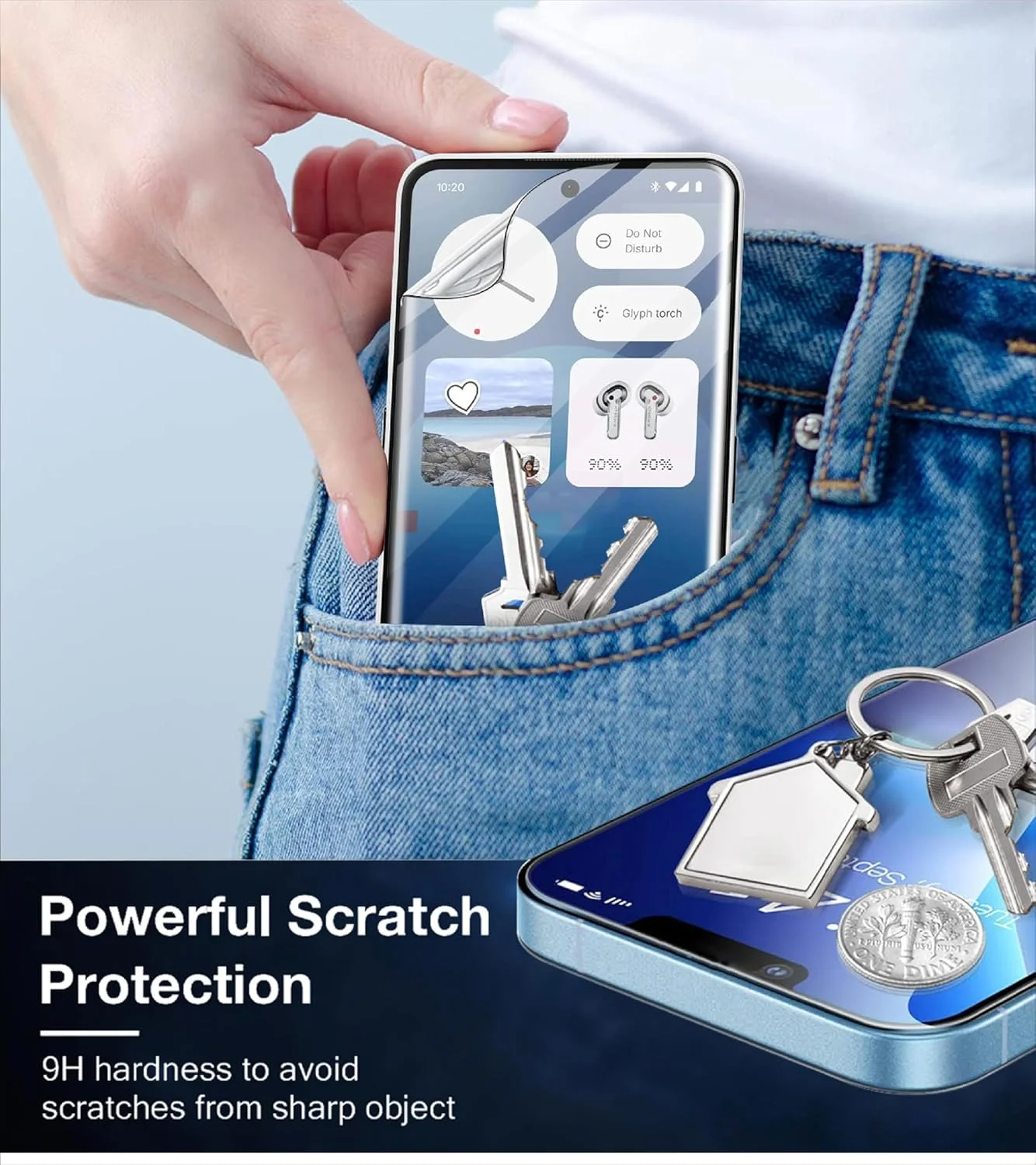 محافظ صفحه نمایش ژیوپوی [بسته 3 عددی] سازگار با ناتینگ فون 3a، TPU انعطاف پذیر با انتقال بالا، فوق العاده نازک، مقاوم در برابر خراش، سازگار با قاب، ضد روغن، صاف