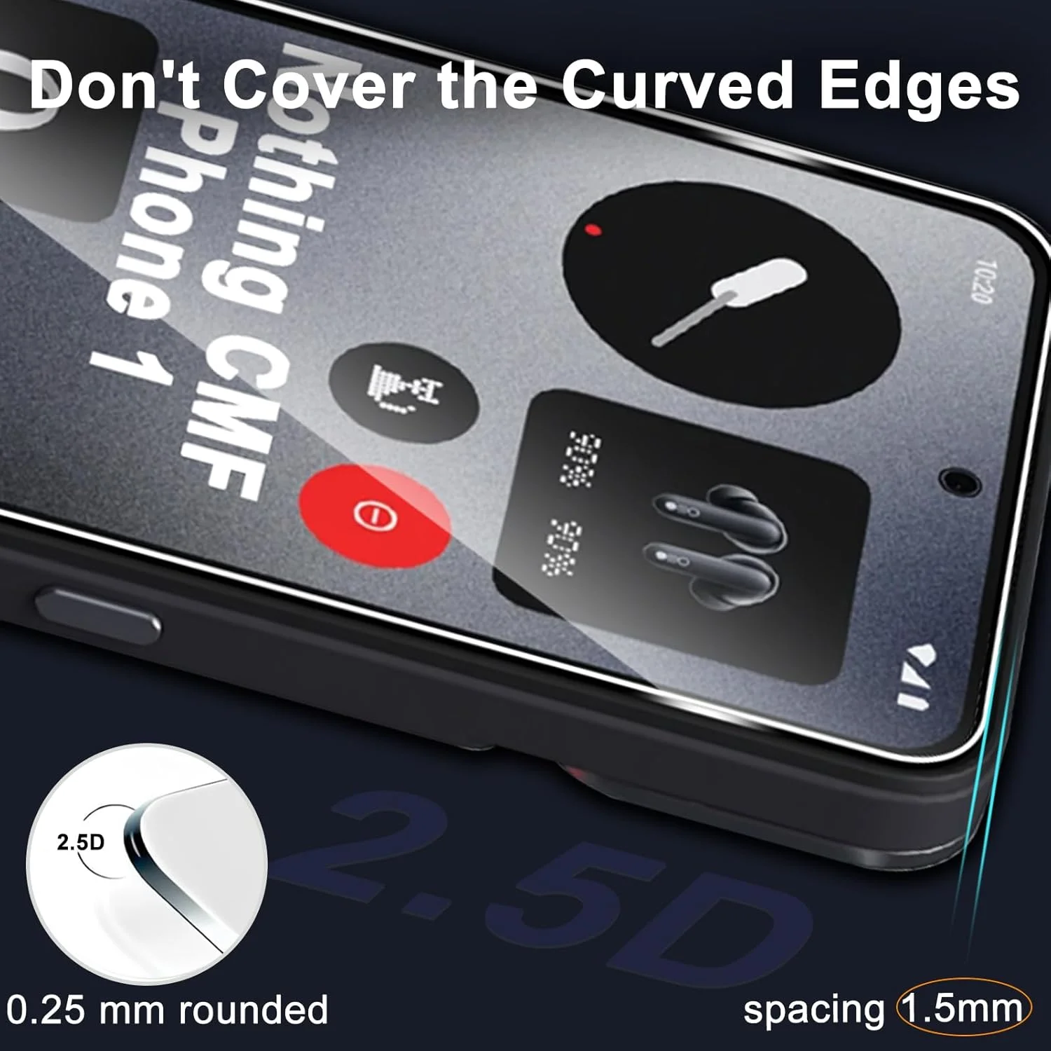 محافظ صفحه نمایش شیشه ای حرارتی GEEMEE برای Nothing CMF Phone 1 به همراه محافظ لنز دوربین، 2 عدد محافظ صفحه نمایش + 2 عدد محافظ لنز دوربین: محافظ صفحه نمایش شیشه ای حرارتی با سختی 9H و حساسیت بالا