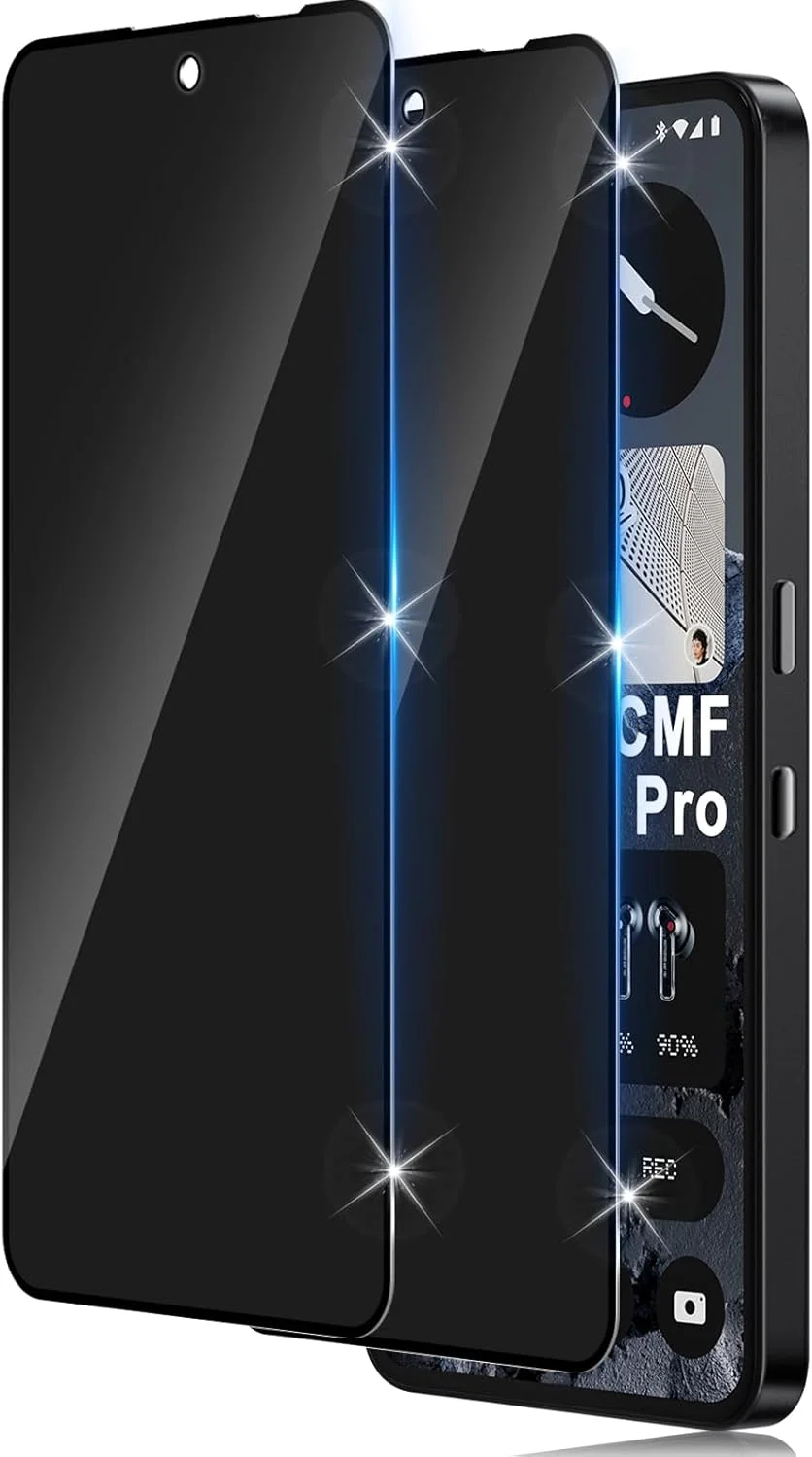 محافظ صفحه نمایش حریم خصوصی تمام صفحه Funrae برای Nothing CMF Phone 2 Pro/Phone 3A از جنس شیشه حرارت دیده، فیلم ضد جاسوسی با سختی 9H، شیشه محافظ حریم خصوصی، محافظ صفحه نمایش ضد جاسوسی [بسته 2 عددی]