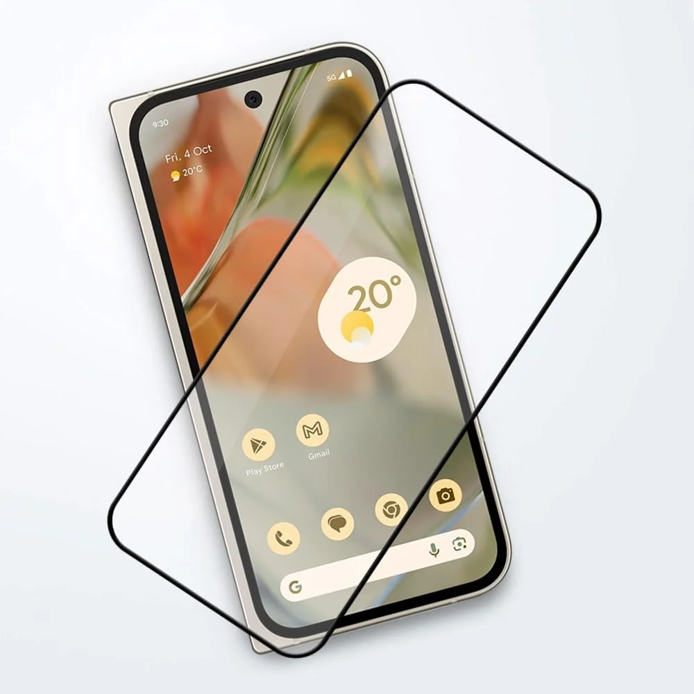 Muzz Google Pixel 9 Pro Fold Screen Protector, Full Glue, Bubble Free, Anti-Scratch, Anti-Fingerprint, 9H Hardness 3D Curved Edge Tempered Glass Screen Protector for Google Pixel 9 Pro Fold 2024 Black