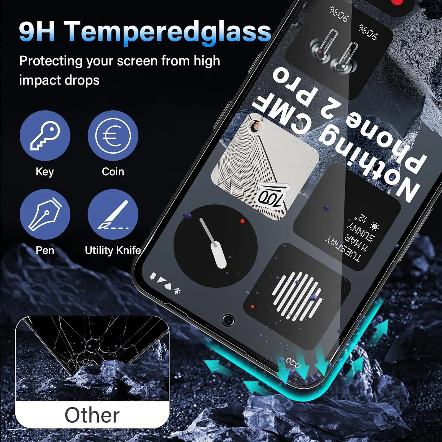 محافظ صفحه نمایش حریم خصوصی تمام صفحه Funrae برای Nothing CMF Phone 2 Pro/Phone 3A از جنس شیشه حرارت دیده، فیلم ضد جاسوسی با سختی 9H، شیشه محافظ حریم خصوصی، محافظ صفحه نمایش ضد جاسوسی [بسته 2 عددی]