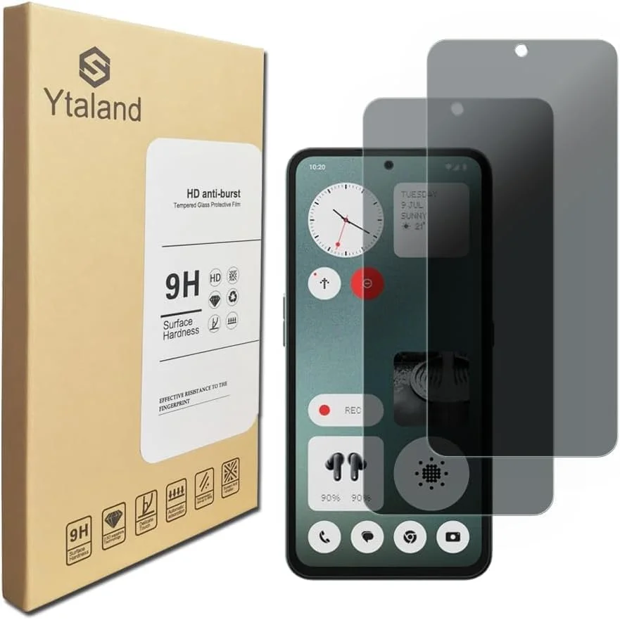 S YTALAND Pack of 2 Privacy Screen Protectors for Nothing CMF Phone 1, Anti-Spy Protective Glass, Privacy Screen Film, [Anti-Spy] [9H Hardness Tempered Glass] [Bubble-Free]