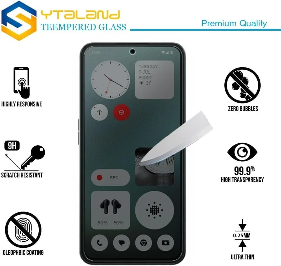 S YTALAND Pack of 2 Privacy Screen Protectors for Nothing CMF Phone 1, Anti-Spy Protective Glass, Privacy Screen Film, [Anti-Spy] [9H Hardness Tempered Glass] [Bubble-Free]