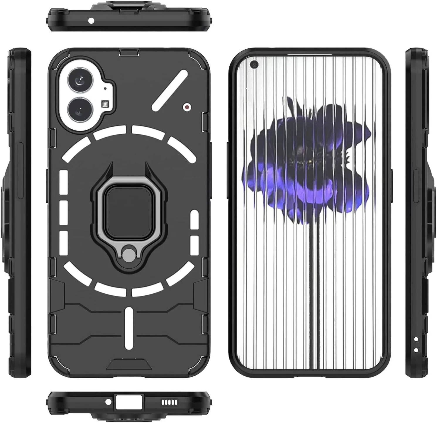 کاور EasyLifeGo به همراه محافظ صفحه نمایش شیشه ای برای Nothing Phone 1 به همراه پایه - 2 عدد، مشکی