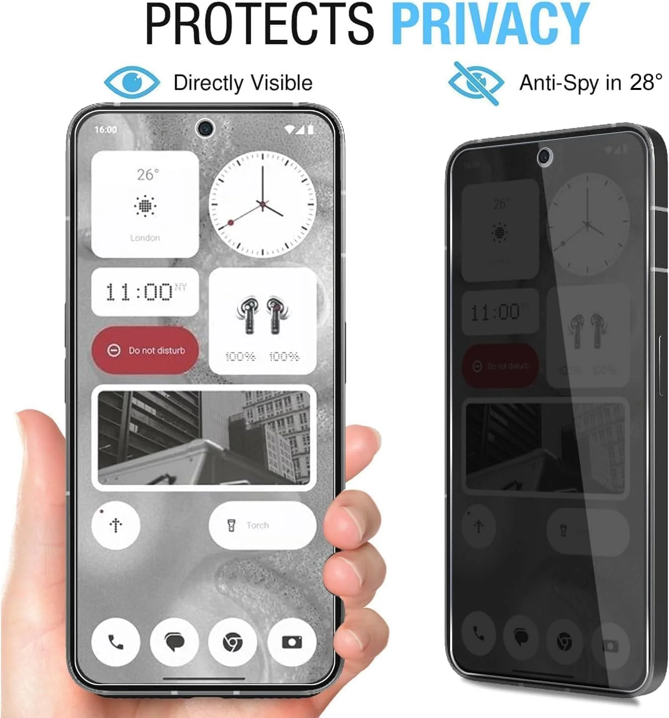 محافظ صفحه نمایش حریم خصوصی شیشه ای حرارت دیده Zuooiec [بسته 2 عددی] برای Nohting Phone 3a Pro (2025)، نصب آسان با قابلیت اثر انگشت، فوق العاده شفاف، حساس به لمس، ضد جاسوسی