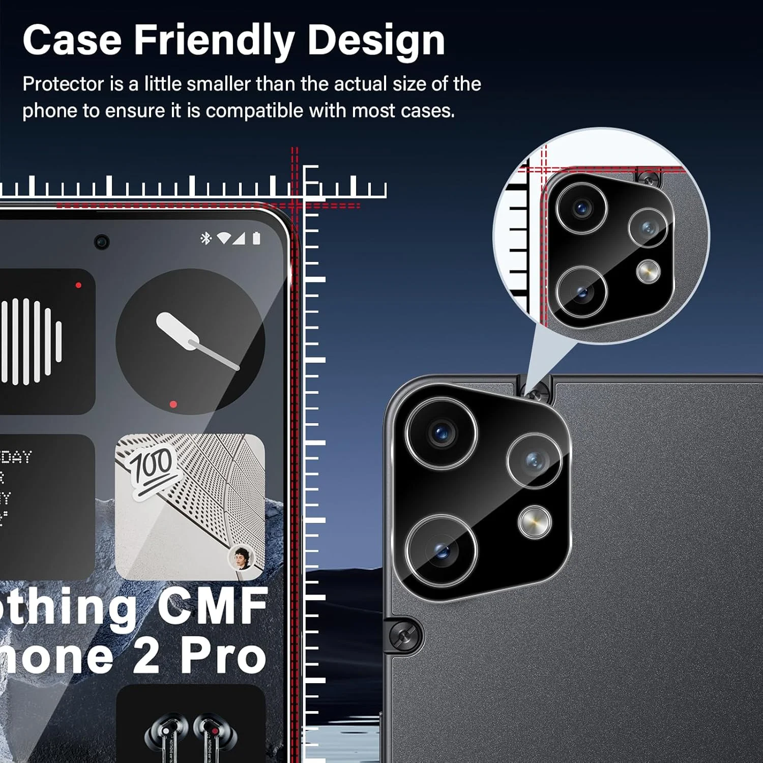 محافظ صفحه نمایش شیشه ای حرارت دیده Funrae برای گوشی ناتینگ CMF Phone 2 Pro به همراه محافظ لنز دوربین پشتی [3+2 عدد]، سختی 9H [بدون حباب] [Ultra HD] محافظ صفحه نمایش شیشه ای حرارت دیده فوق العاده مقاوم [شفاف]