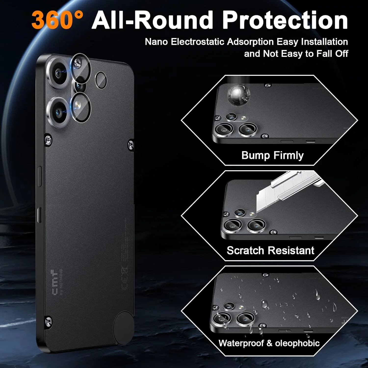 محافظ صفحه نمایش شیشه ای Aerku برای Nothing CMF Phone 2 Pro، [2 + 2 عدد] محافظ لنز دوربین ضد خش 9H، محافظ صفحه نمایش HD