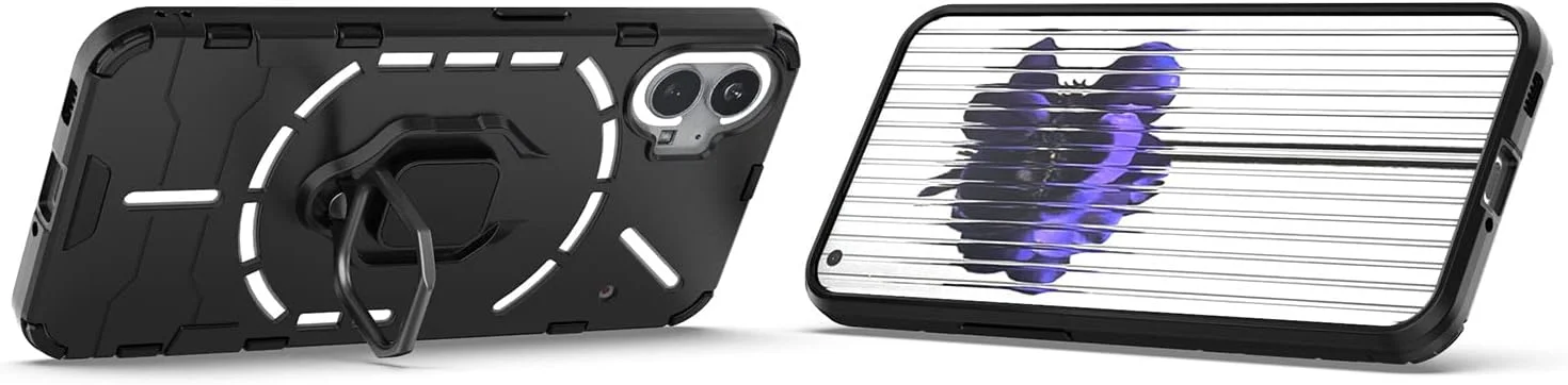 کاور EasyLifeGo به همراه محافظ صفحه نمایش شیشه ای برای Nothing Phone 1 به همراه پایه - 2 عدد، مشکی