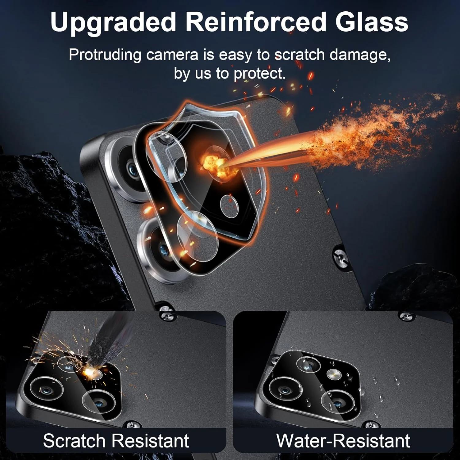 محافظ صفحه نمایش شیشه ای حرارت دیده Funrae برای گوشی ناتینگ CMF Phone 2 Pro به همراه محافظ لنز دوربین پشتی [3+2 عدد]، سختی 9H [بدون حباب] [Ultra HD] محافظ صفحه نمایش شیشه ای حرارت دیده فوق العاده مقاوم [شفاف]