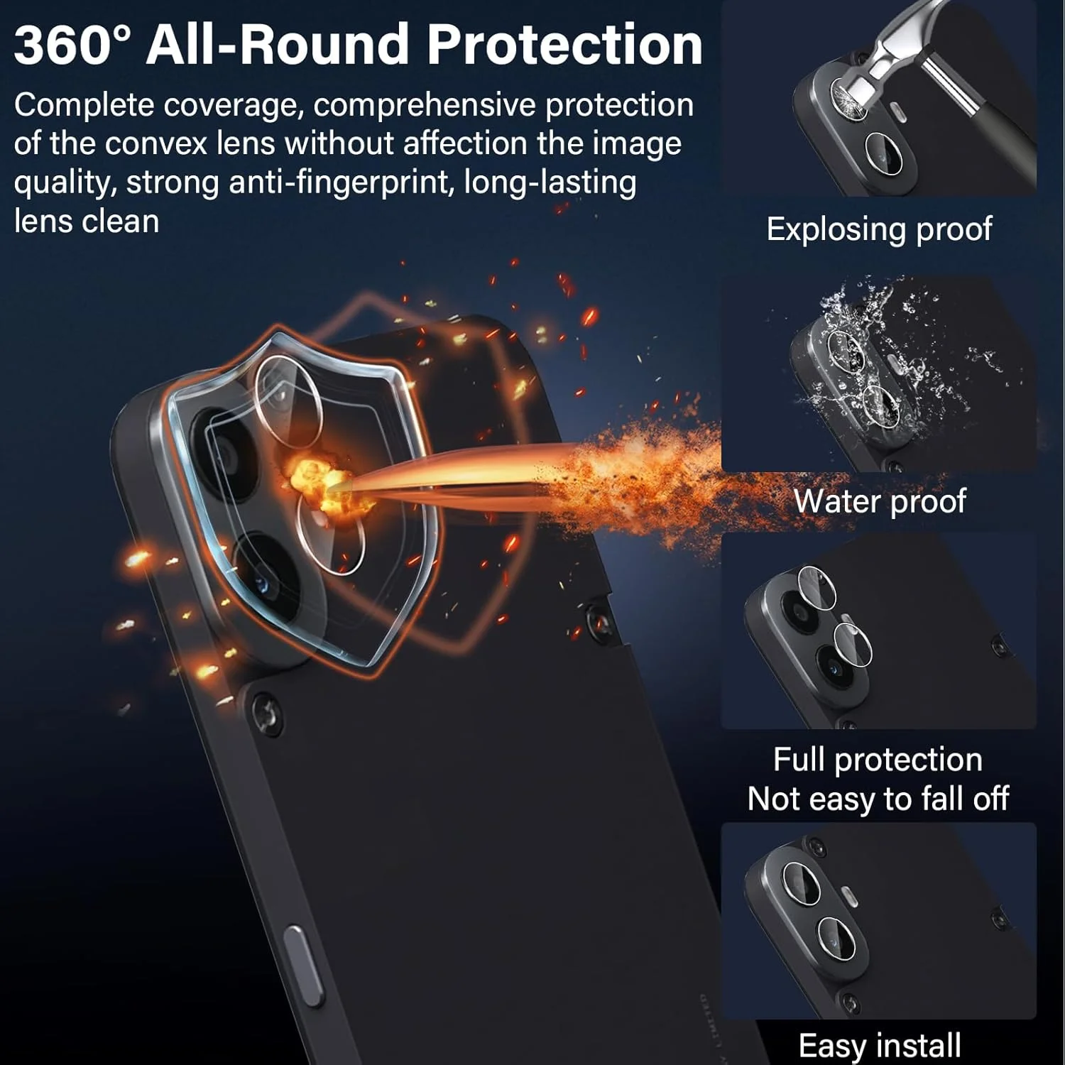 محافظ صفحه نمایش شیشه ای حرارت دیده Haofun، 2 عدد برای گوشی Nothing CMF Phone 1 و 2 عدد محافظ لنز دوربین عقب، 0.33 میلی متر، سختی 9H، ضد خش، محافظ شیشه ای HD