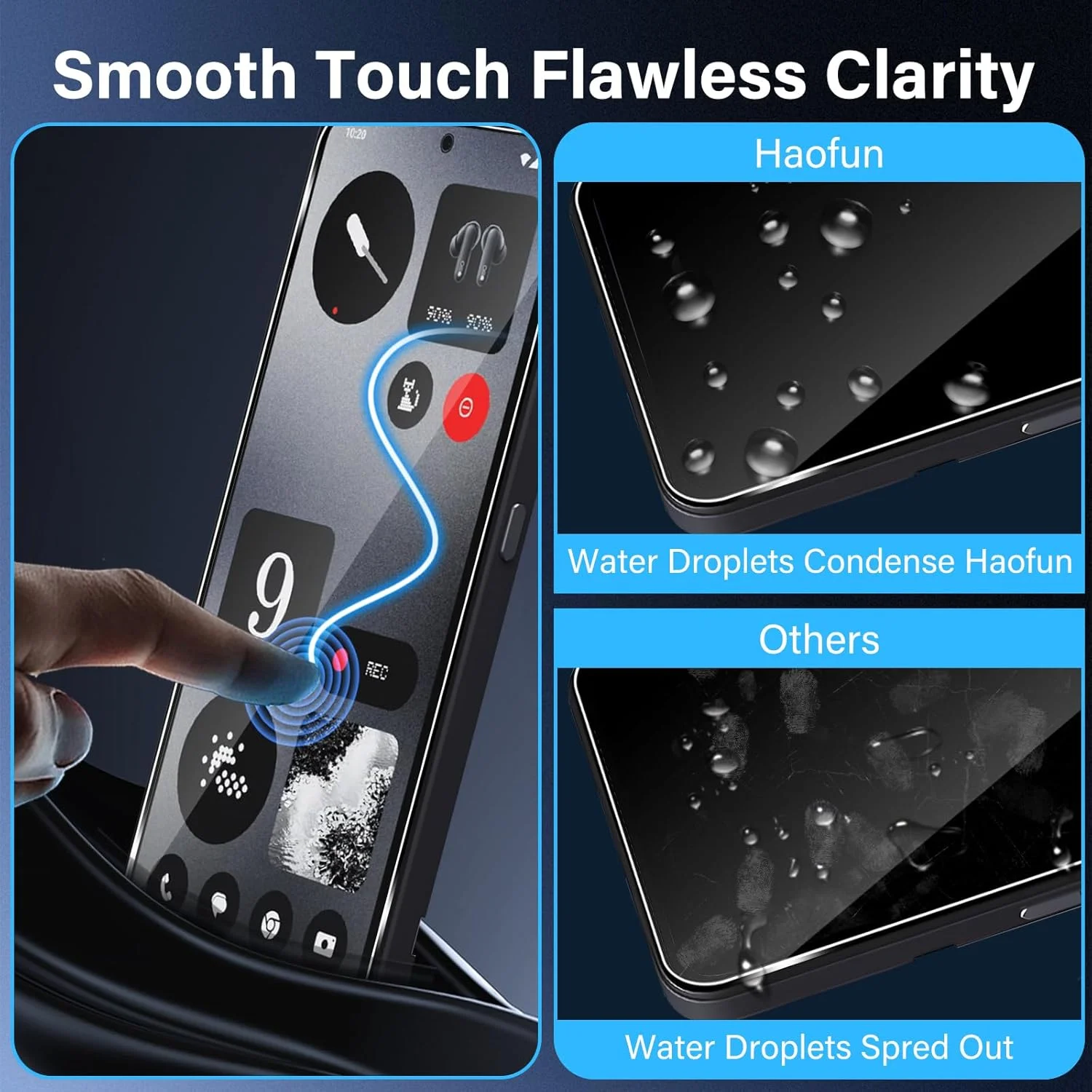 محافظ صفحه نمایش شیشه ای حرارت دیده Haofun، 2 عدد برای گوشی Nothing CMF Phone 1 و 2 عدد محافظ لنز دوربین عقب، 0.33 میلی متر، سختی 9H، ضد خش، محافظ شیشه ای HD