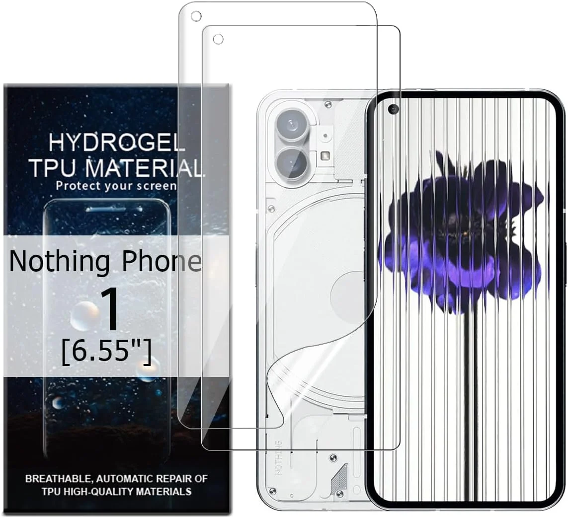 Glcrrpu 2 Pack Screen Protector for Nothing Phone (1)[6.55"] High Sensitive Hydrogel TPU Film HD Clear Flexible,Self-Healing[Not Tempered Glass]