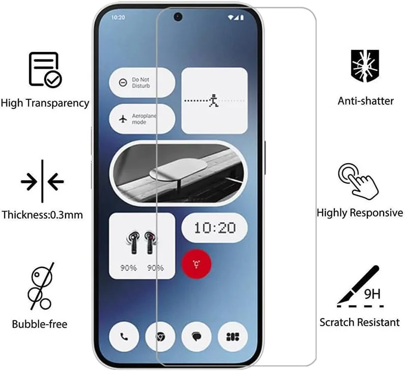 Gruattreay 3Pcs HD Tempered Glass for Nothing Phone 2a,Screen Protector Tempered Glass,Shatterproof,Drop Proof
