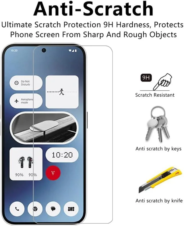 Gruattreay 3Pcs HD Tempered Glass for Nothing Phone 2a,Screen Protector Tempered Glass,Shatterproof,Drop Proof