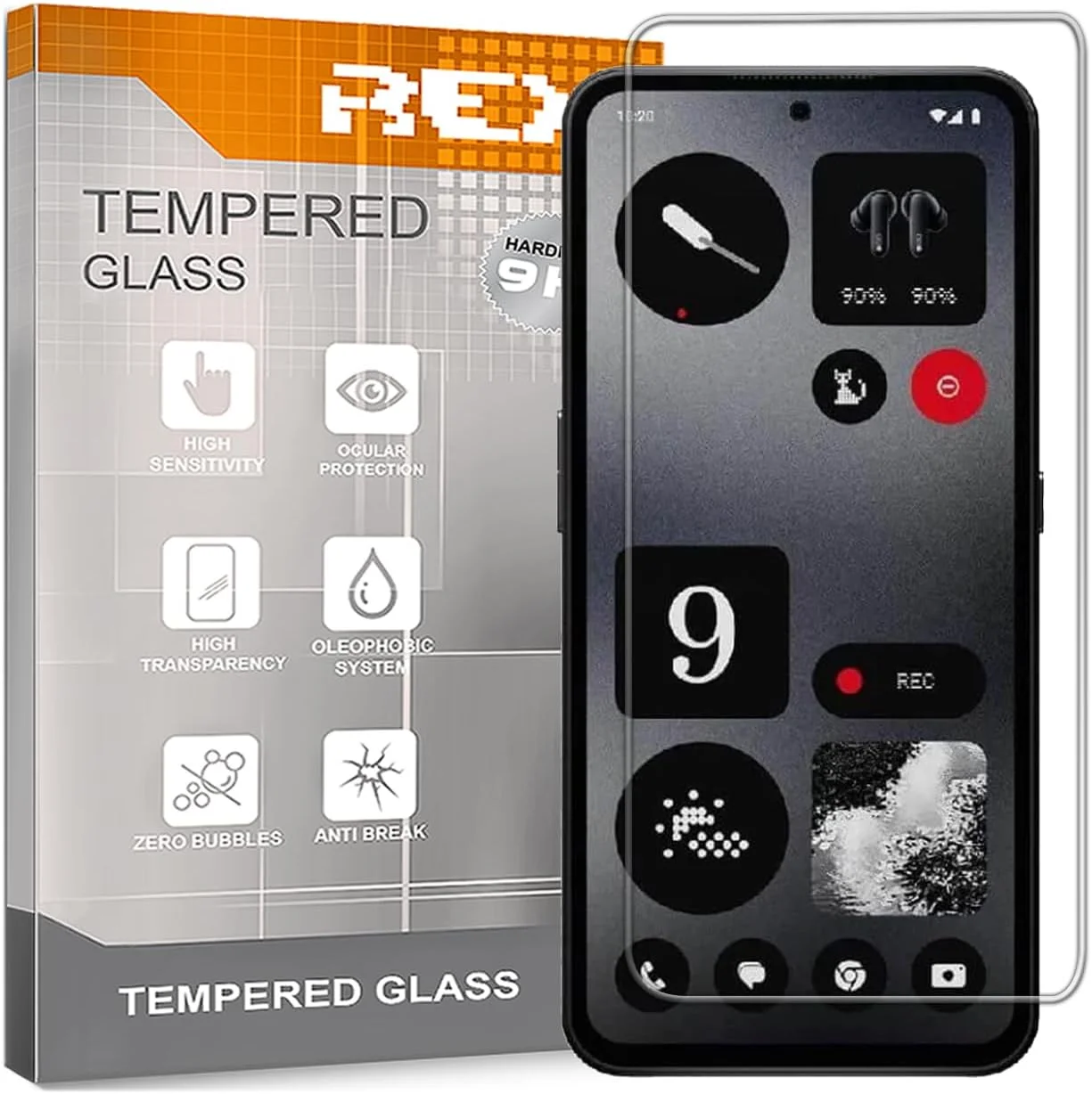 محافظ صفحه نمایش شیشه ای تمپرد REY برای گوشی Nothing CMF Phone 1، محافظ صفحه نمایش با سختی 9H+، ضد خش و ضد روغن و حباب