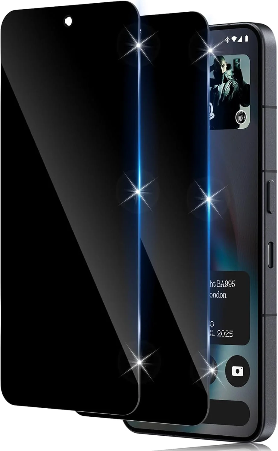 محافظ صفحه نمایش حریم خصوصی [2 عددی] شیشه حرارت دیده سازگار با Nothing Phone 3 2025، محافظ صفحه نمایش ضد جاسوسی، سختی 9H ضد خش، شیشه حرارت دیده بدون حباب