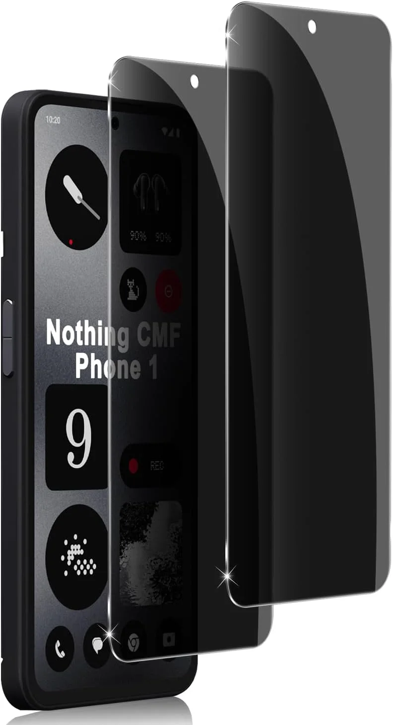 محافظ صفحه نمایش حریم خصوصی گوشی ناتینگ CMF Phone 1 مدل Holilo For Nothing، بسته 2 عددی محافظ صفحه نمایش ضد جاسوسی با لبه مشکی