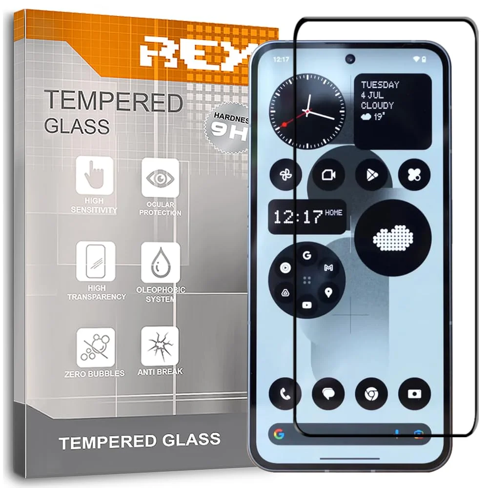 محافظ صفحه نمایش سه بعدی REY (بسته 2 عددی) برای ناتینگ فون 2، مشکی، محافظ صفحه نمایش شیشه ای حرارت دیده، محافظت کامل، شیشه حرارت دیده
