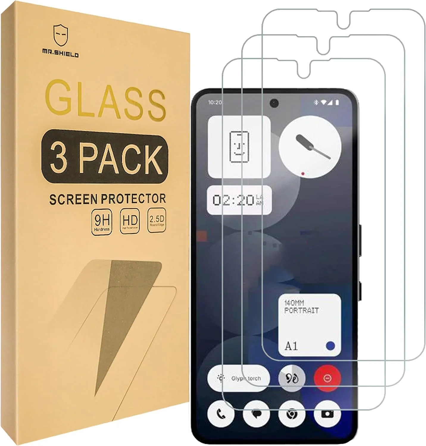 محافظ صفحه نمایش Mr.Shield سازگار با Nothing Phone (3a) / (3a) Pro [2025] [شیشه حرارت دیده] [بسته 3 عددی] [شیشه ژاپنی با سختی 9H]