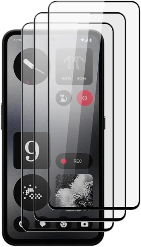 محافظ صفحه نمایش QINOUK برای Nothing CMF Phone 1، [بسته 3 عددی] محافظ صفحه نمایش HD، سختی 9H، محافظت کامل از صفحه نمایش، [مقاوم در برابر خراش] [بدون حباب] برای Nothing CMF Phone 1 شفاف