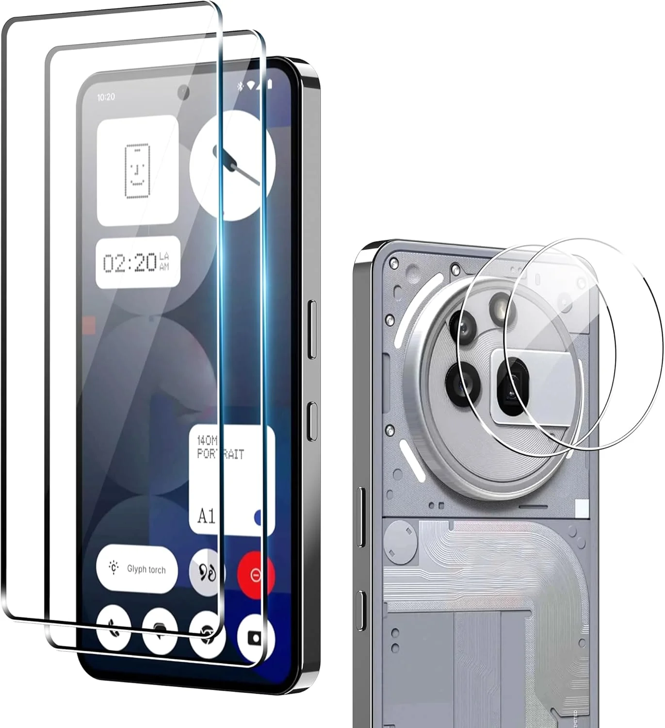 محافظ صفحه نمایش شیشه ای تمپرد و محافظ لنز دوربین Fitudoos مخصوص Nothing Phone 3A Pro [بسته 2 عددی]، [سختی 9H]، [0.33 میلی متر]، [فوق العاده شفاف]، [ضد خش و روغن]، [بدون حباب]