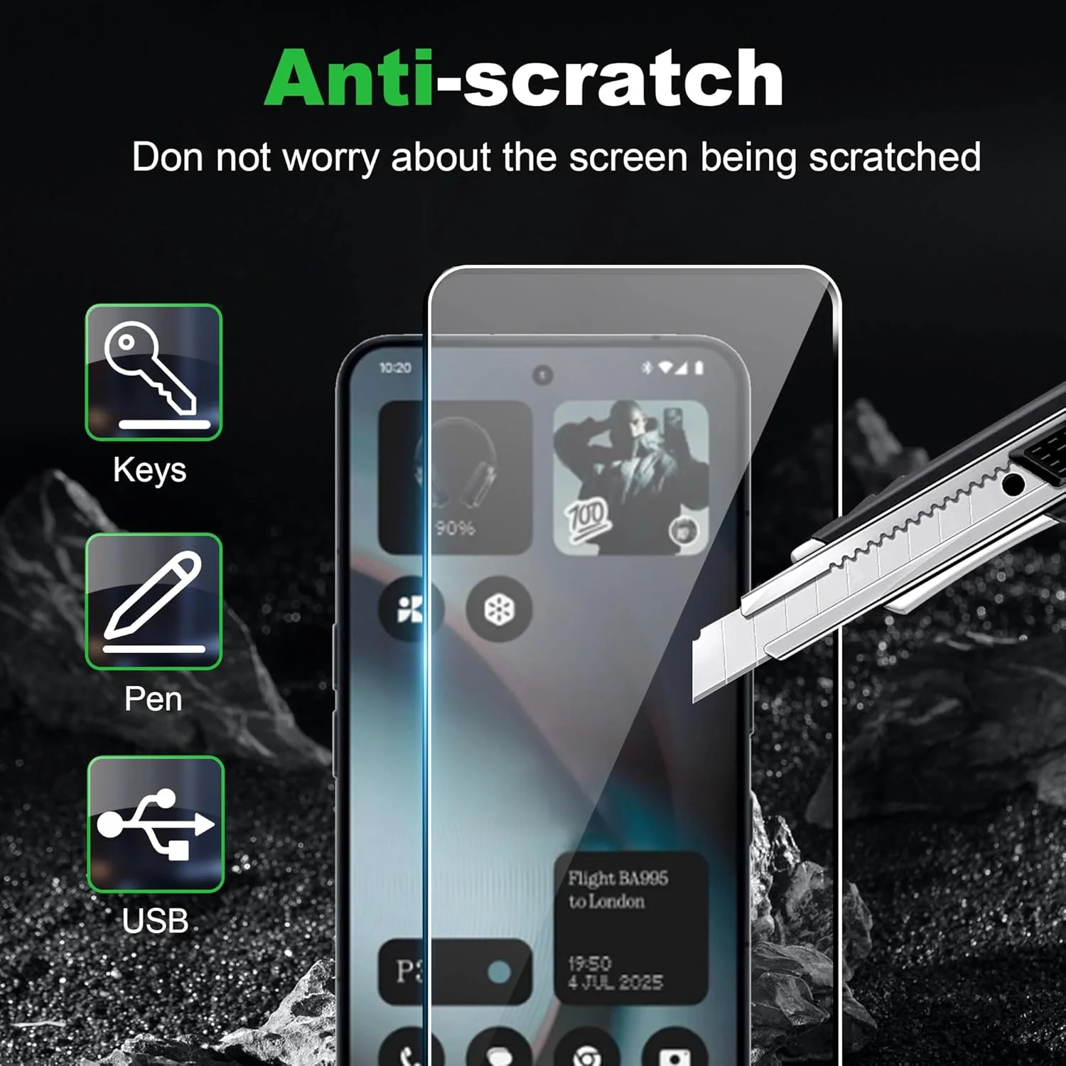 بسته 3 عددی محافظ صفحه نمایش شیشه ای حرارت دیده Rojeuinn برای Nothing Phone 3، محافظ صفحه نمایش HD، شیشه محافظ، پوشش کامل، مقاوم در برابر روغن، سختی 9H، محافظ صفحه ضد خش