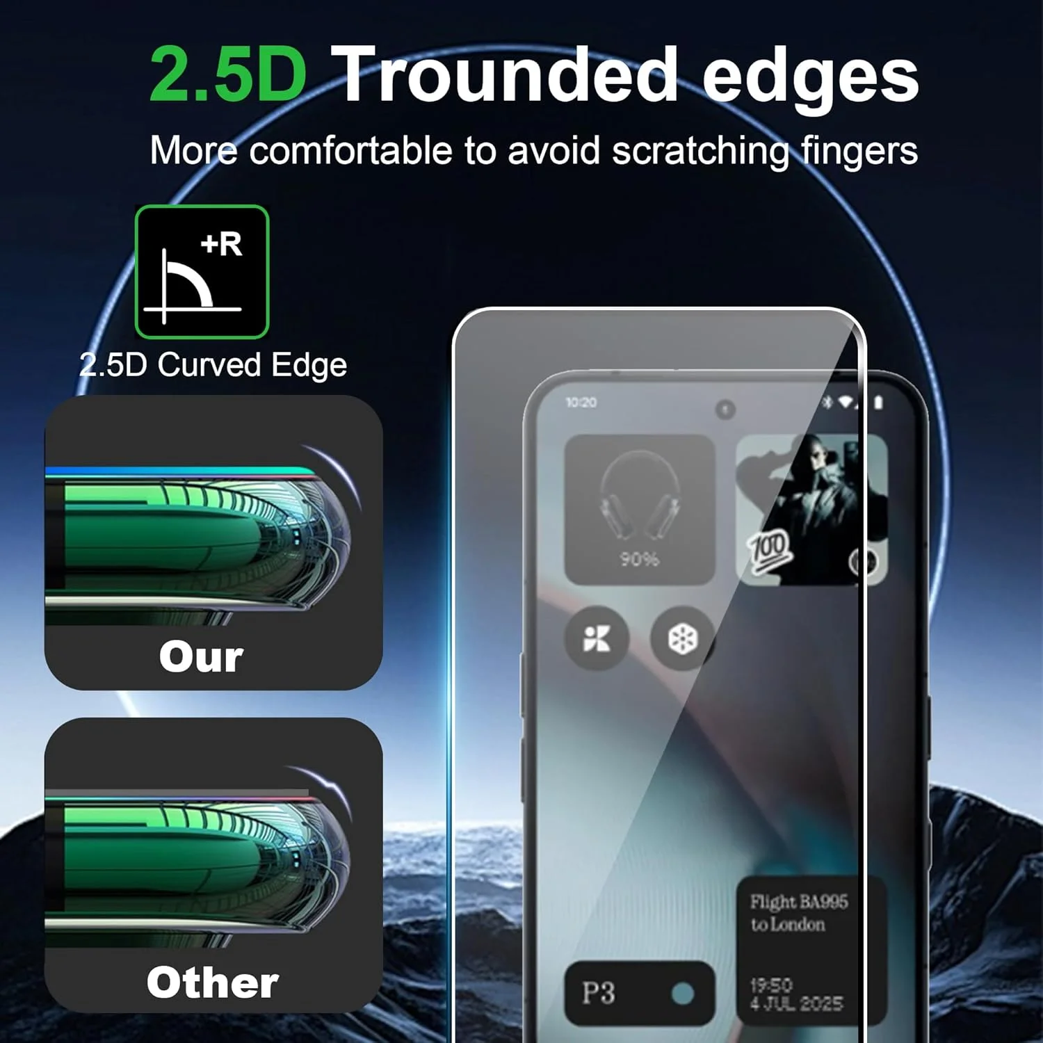بسته 3 عددی محافظ صفحه نمایش شیشه ای حرارت دیده Rojeuinn برای Nothing Phone 3، محافظ صفحه نمایش HD، شیشه محافظ، پوشش کامل، مقاوم در برابر روغن، سختی 9H، محافظ صفحه ضد خش