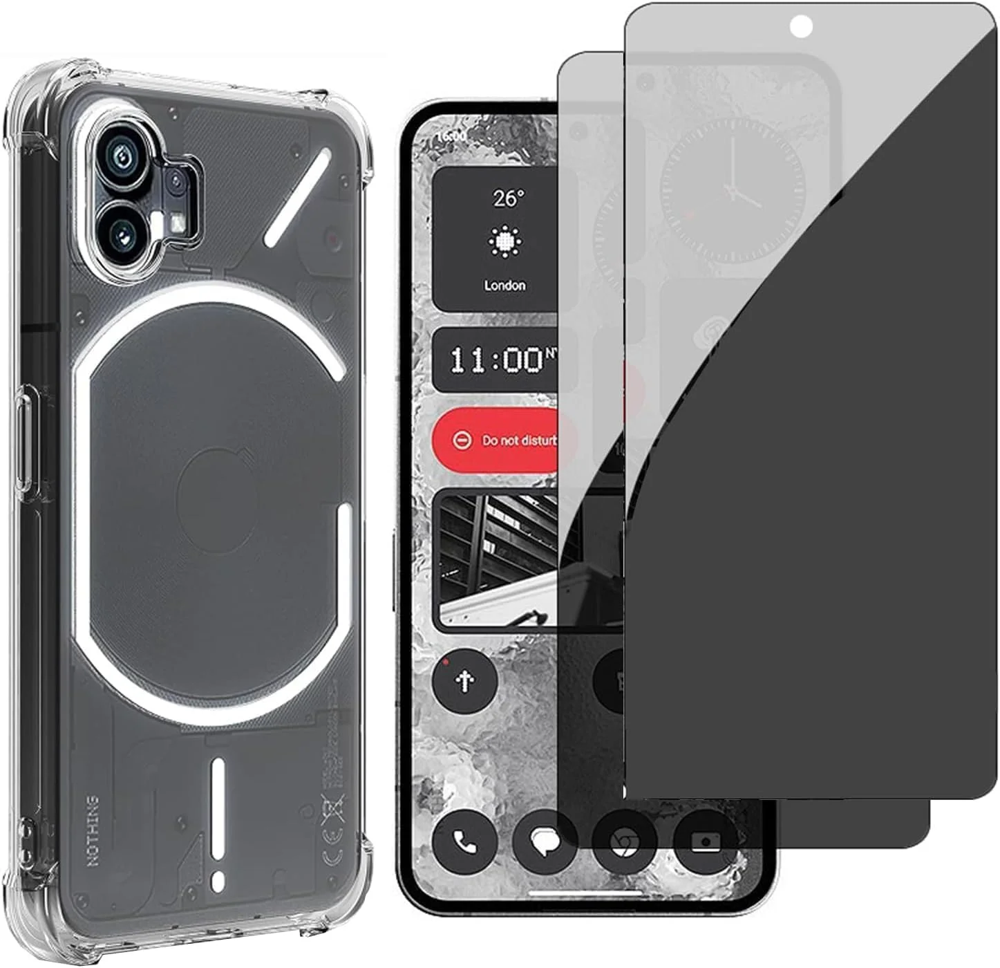 محافظ صفحه نمایش حریم خصوصی جدید سازگار با قاب گوشی ناتینگ فون 2 و محافظ صفحه نمایش حریم خصوصی پوشش نرم TPU HD شفاف ضد خش فیلم تمپرد ضد دید زدن