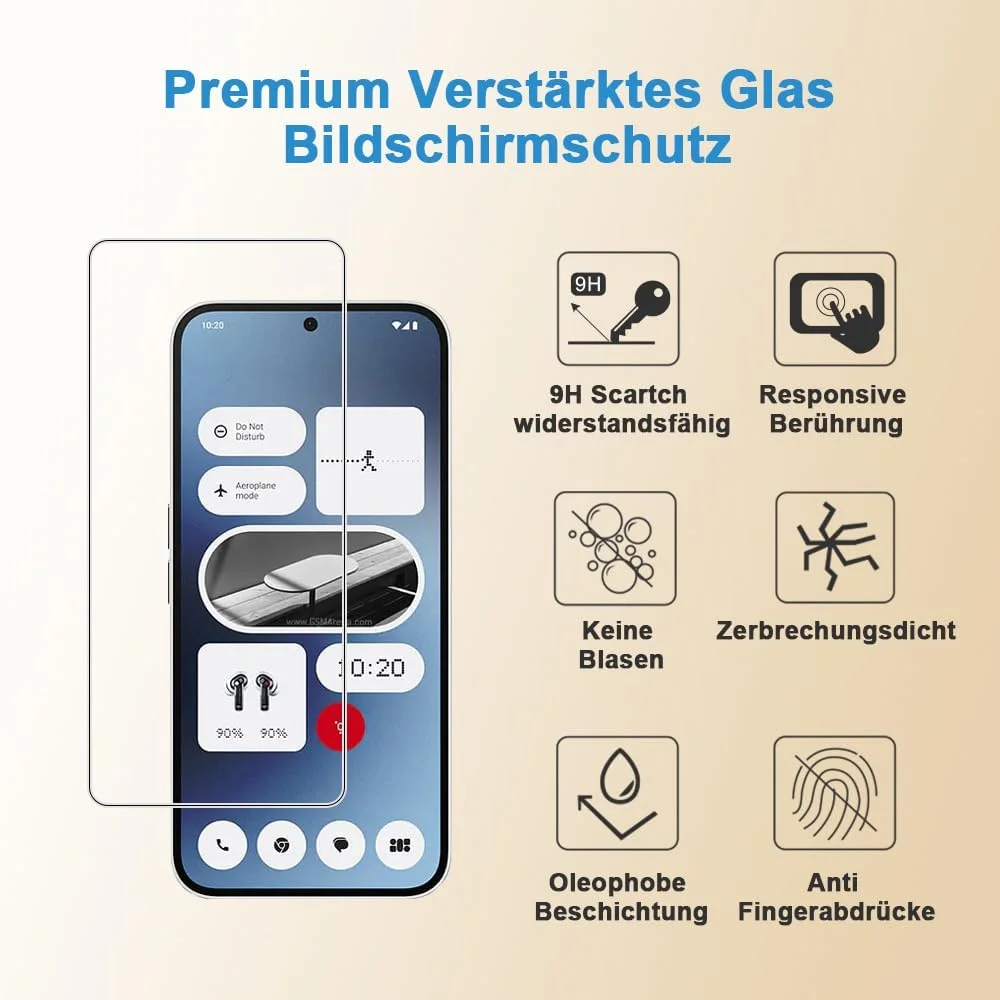 محافظ صفحه نمایش شیشه ای حرارت دیده Shunwige [2 عدد]، طراحی شده برای Nothing Phone (2A)، شیشه حرارت دیده/قاب تراز/مقاوم در برابر خراش/پوشش فقط ناحیه نمایش