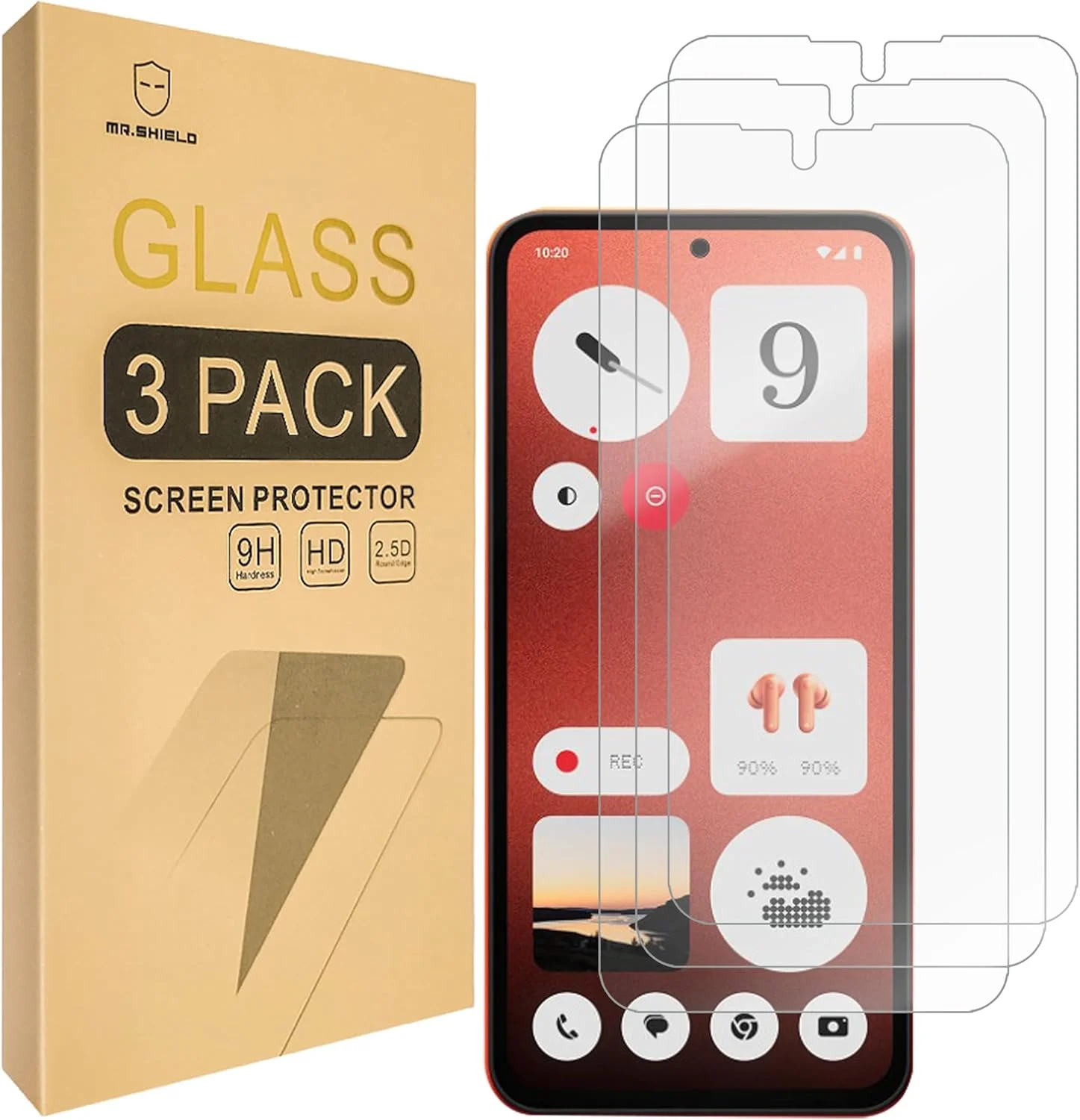 محافظ صفحه نمایش Mr.Shield سازگار با Nothing CMF Phone 1 [شیشه حرارت دیده] [بسته 3 عددی] [شیشه ژاپنی با سختی 9H]