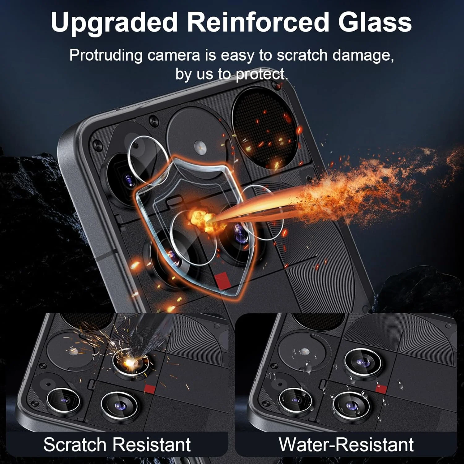 محافظ صفحه نمایش Gruattreay سازگار با Nothing Phone 3 2025، [بسته 2+2] محافظ صفحه نمایش و محافظ لنز دوربین، سختی 9H ضد خش HD شیشه حرارت دیده بدون حباب