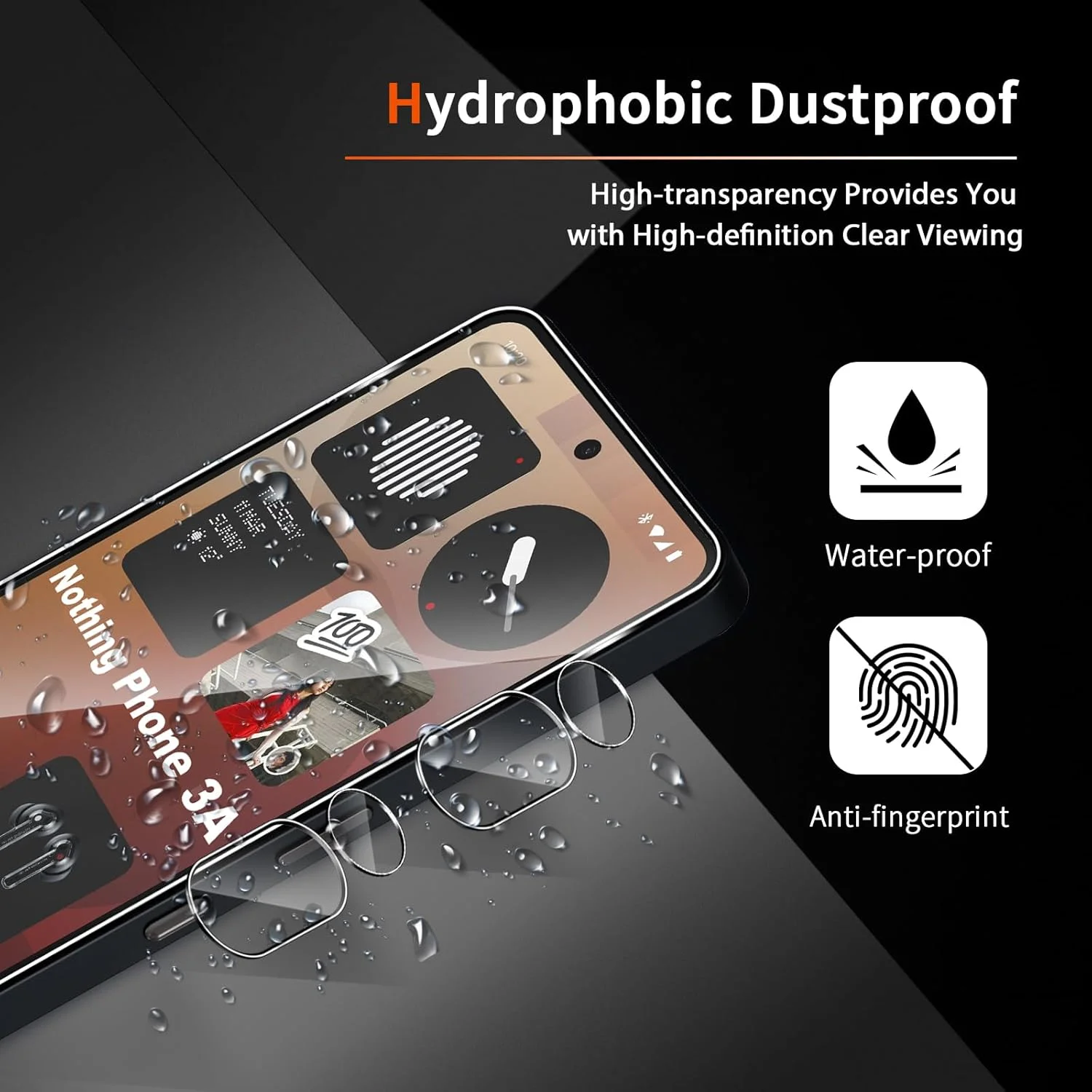 Gruattreay Screen Protector Compatible with Nothing Phone (3a) 2025, [2 Pack] Tempered Glass and [2 Pack] Camera Lens Protector, Anti Scratch 9H Hardness Tempered Glass