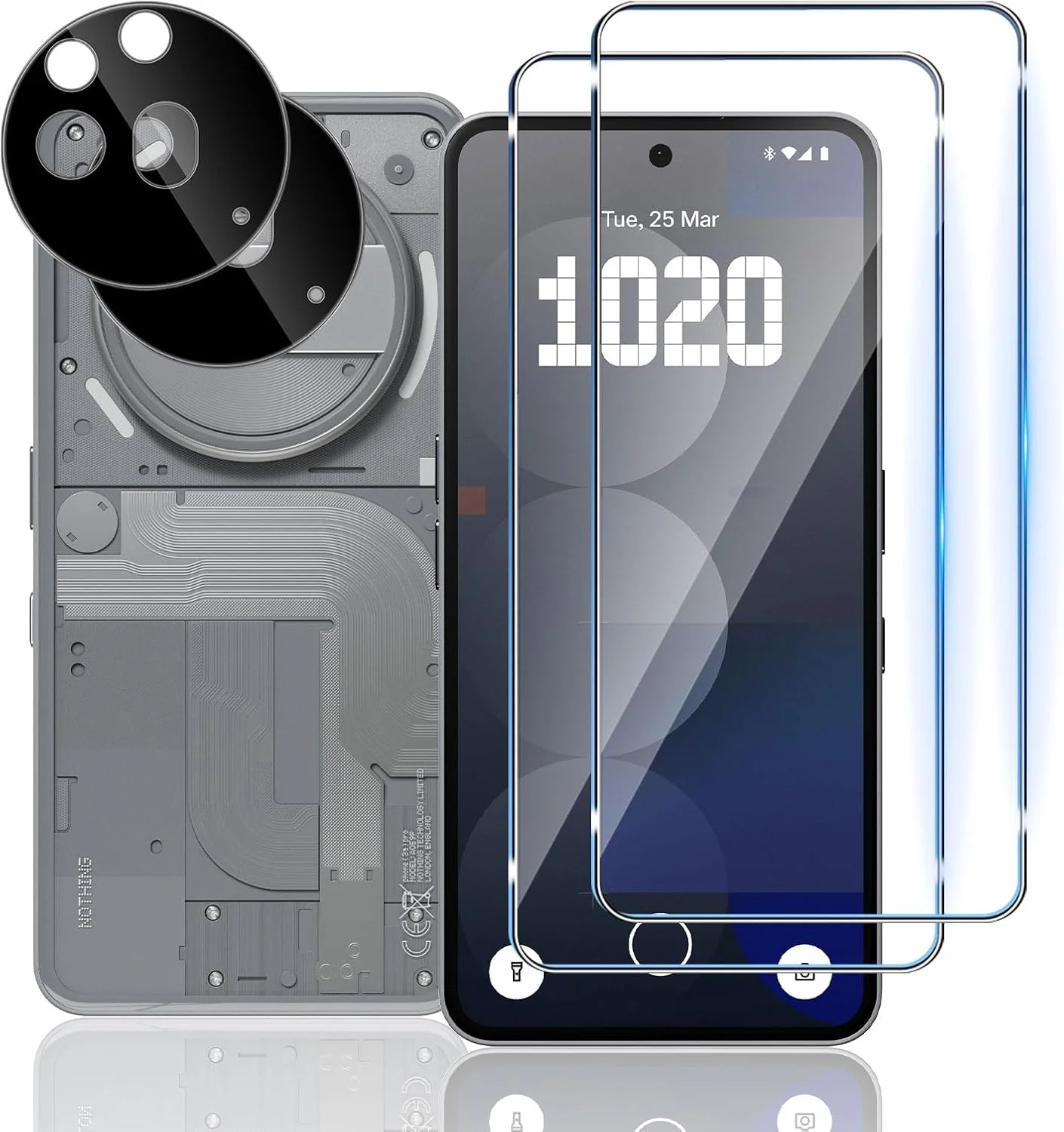 محافظ صفحه نمایش شیشه ای حرارت دیده TUTUO [بسته 2+2] سازگار با Nothing Phone 3A Pro + محافظ لنز دوربین، [ضد خش] [بدون حباب] شفاف HD با سختی 9H