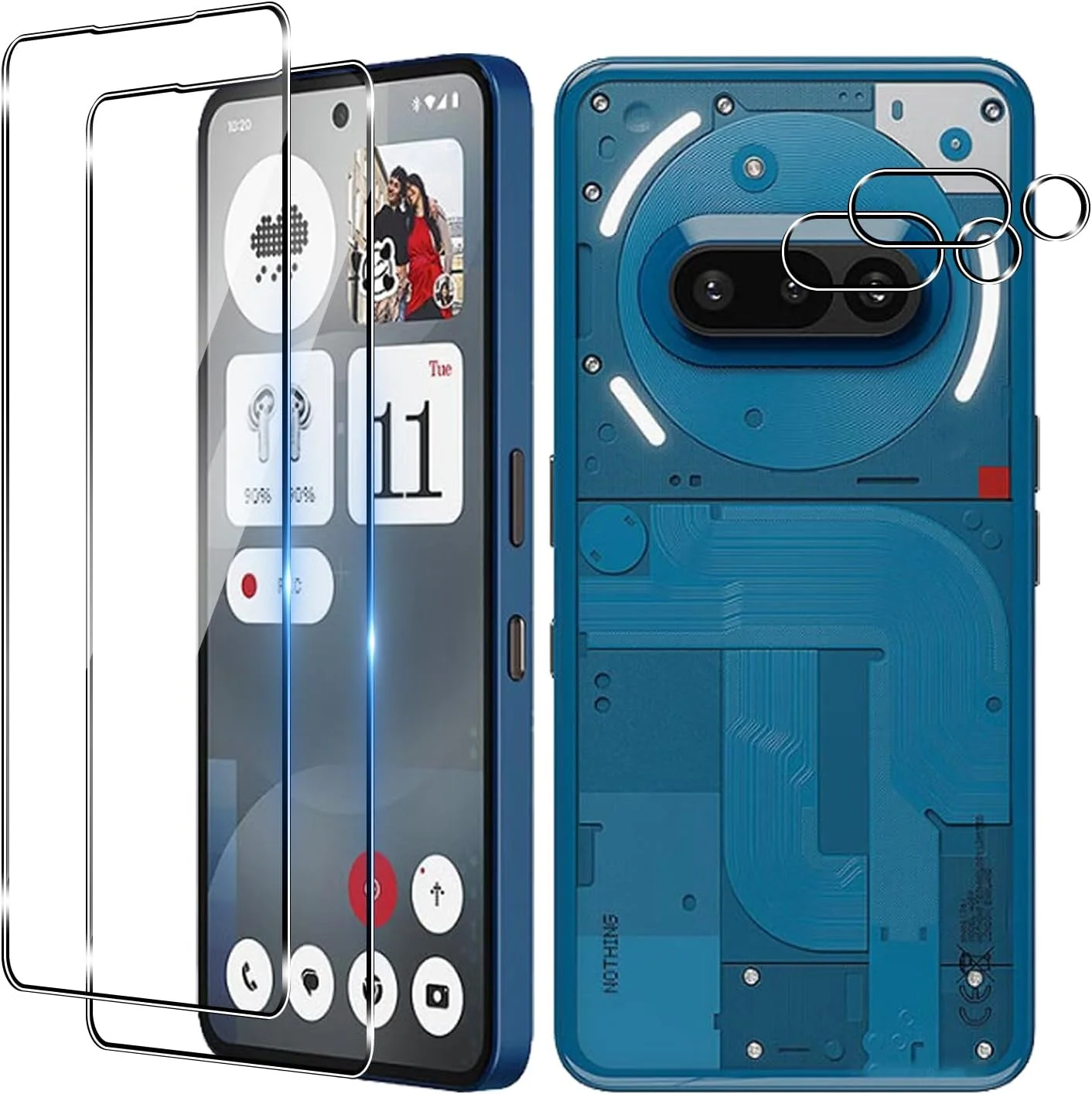 محافظ صفحه نمایش Gruattreay مدل [2+2 Pack] سازگار با Nothing Phone 3A به همراه محافظ لنز دوربین، پوشش کامل شیشه حرارت دیده 9H، ضد خش شفاف HD، بدون حباب، ضد اثر انگشت