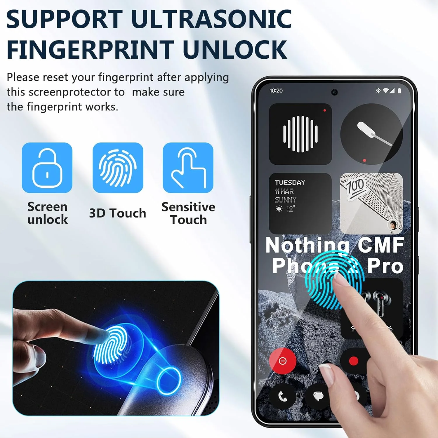 محافظ صفحه نمایش شیشه ای حرارتی Xunzii برای گوشی ناتینگ CMF Phone 2 Pro به همراه محافظ دوربین پشتی [2+2 تکه]، فیلم محافظ صفحه نمایش شیشه ای حرارتی فوق العاده مقاوم 9H HD بدون حباب