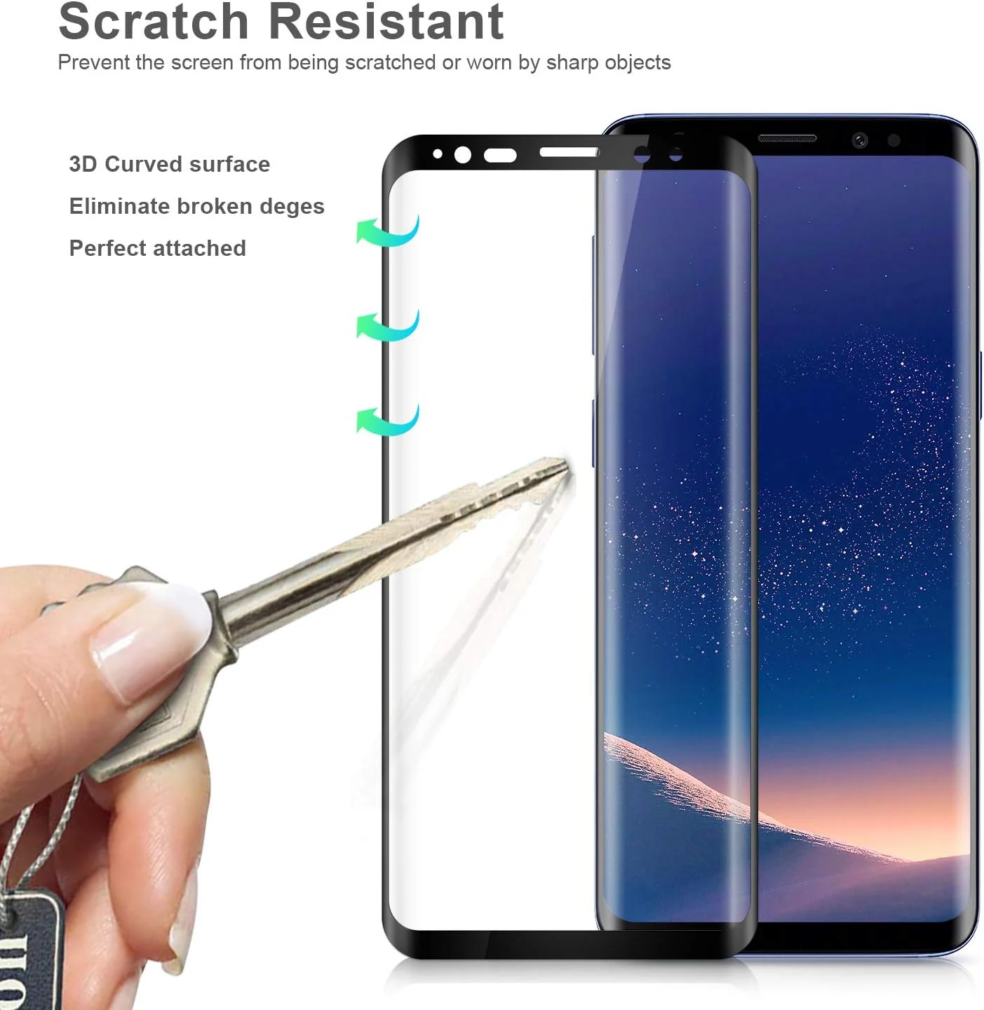 محافظ صفحه نمایش Ecenone [بسته 2 عددی] برای گوشی سامسونگ گلکسی S9، محافظ صفحه نمایش منحنی کامل سه بعدی [سختی 9H، ضد خش، سازگار با قاب] شیشه حرارت دیده سازگار با سامسونگ گلکسی S9