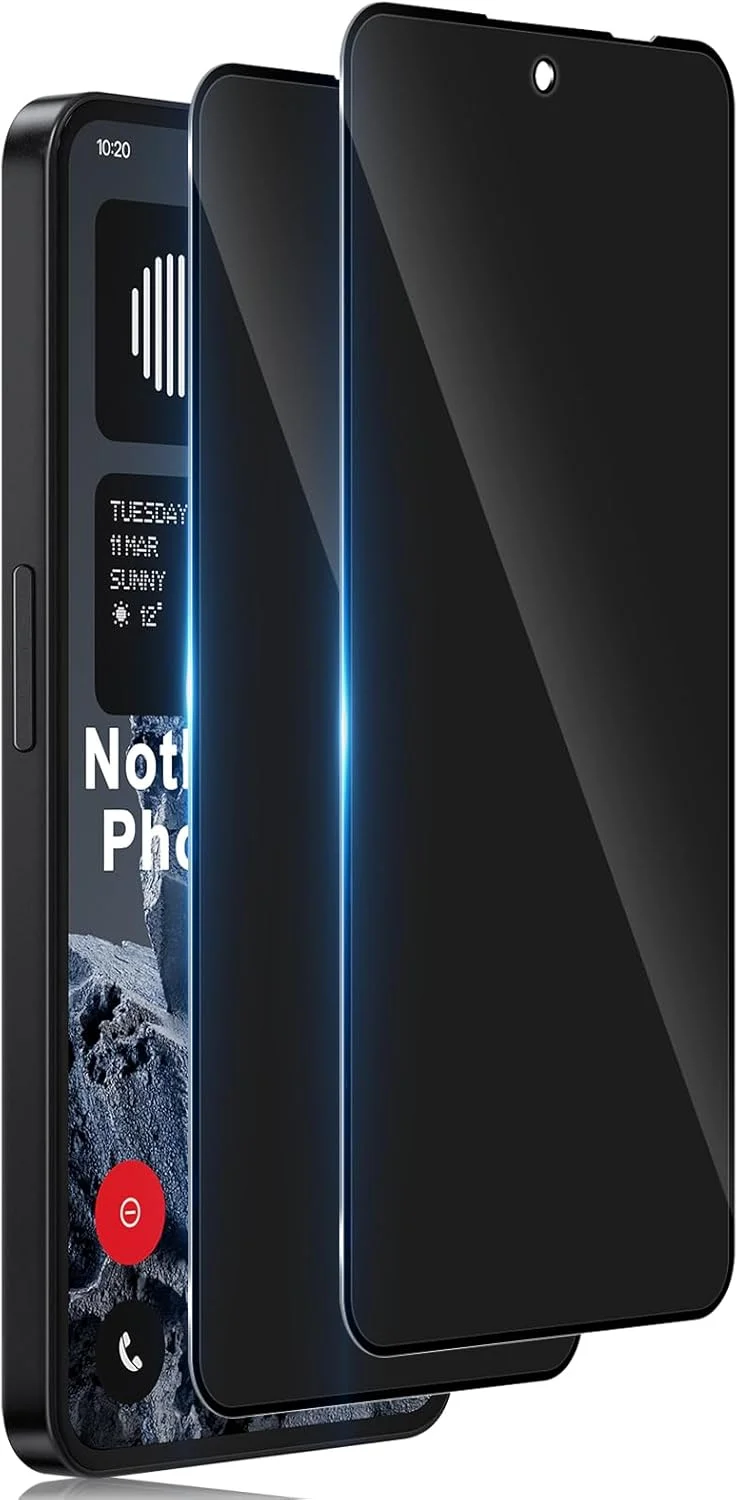 محافظ صفحه نمایش حریم خصوصی شیشه ای حرارت دیده TUTUO برای CMF by Nothing Phone 2 Pro 5G، 2 عدد، ضد خش، سختی 9H، بدون حباب