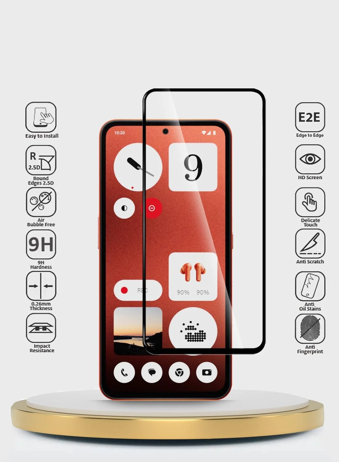 محافظ صفحه نمایش شیشه ای حرارت دیده فول چسب WTECH Nothing CMF Phone 1 5G 2024 سری Premium E2E با پوشش کامل - شفاف/مشکی