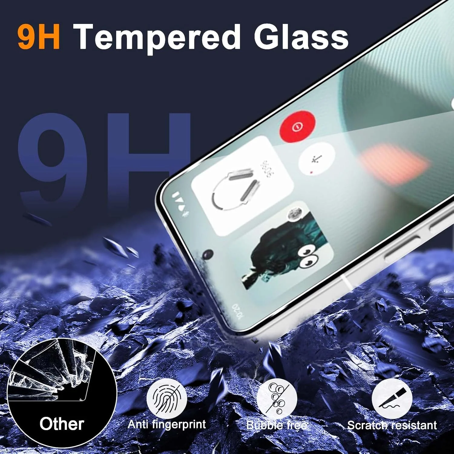 محافظ صفحه نمایش شیشه ای و فیلم محافظ دوربین GEEMEE 2 + 2 عددی برای Nothing Phone 3، شیشه حرارت دیده با سختی 9H و محافظ صفحه نمایش با حساسیت بالا