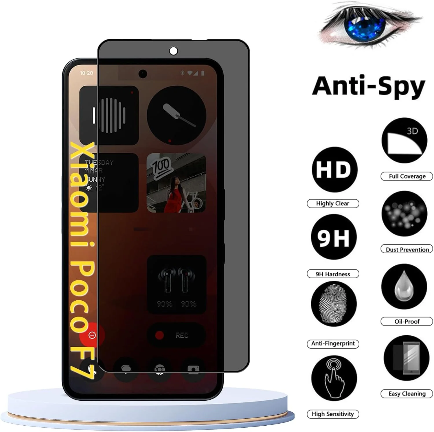 محافظ صفحه نمایش حریم خصوصی LanQii سازگار با ناتینگ فون (3a) 5G، [بسته 2 عددی] محافظ صفحه نمایش حریم خصوصی فیلم شیشه ای حرارت دیده، سختی 9H، ضد خش، فیلم ضد جاسوسی برای ناتینگ فون (3a) 5G