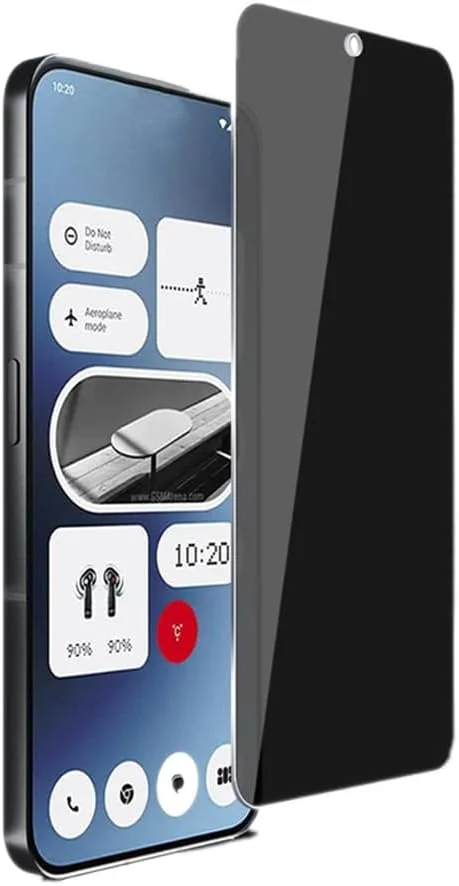 محافظ صفحه نمایش شیشه ای حریم خصوصی Gruattreay سازگار با Nothing Phone 2a [بسته 2 عددی]، فیلم شیشه ای سخت شده Ultra HD، ضد جاسوسی، سختی 9H، ضد خش، بدون حباب