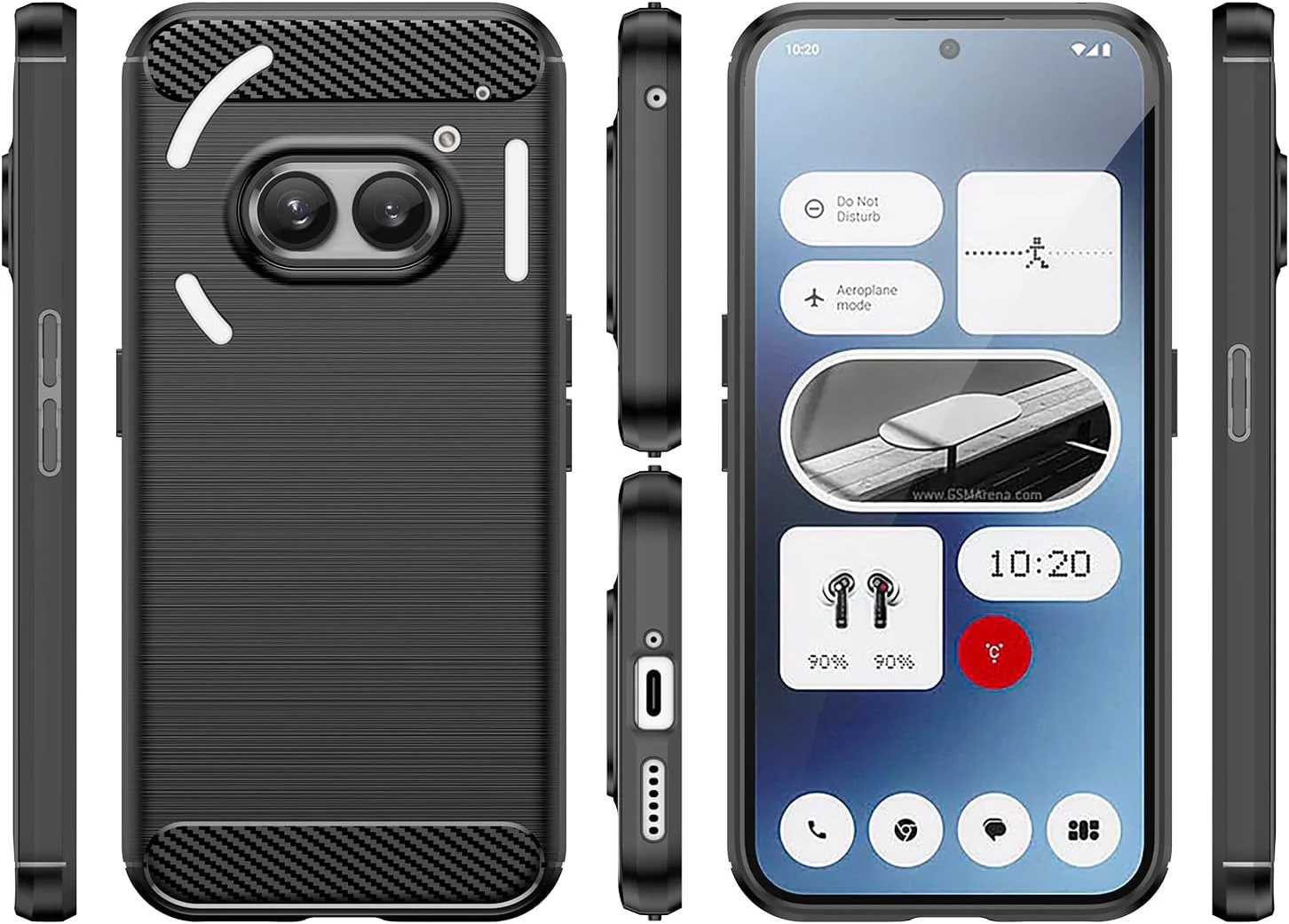 کاور SDTEK فیبر کربنی با محافظت 360 درجه و محافظ صفحه نمایش شیشه ای برای Nothing Phone 2a