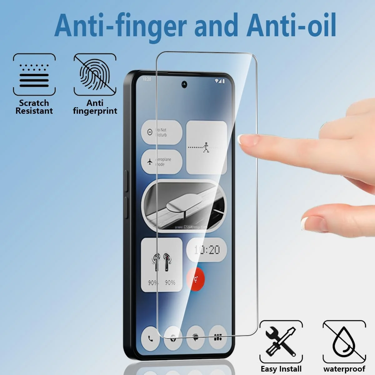 محافظ صفحه نمایش شیشه ای تمپرد Bekiikoo برای ناتینگ فون (3a) Pro، بسته 2 عددی، سختی 9H، ضد خش، شفافیت HD، محافظ صفحه نمایش برای ناتینگ فون (3a) Pro