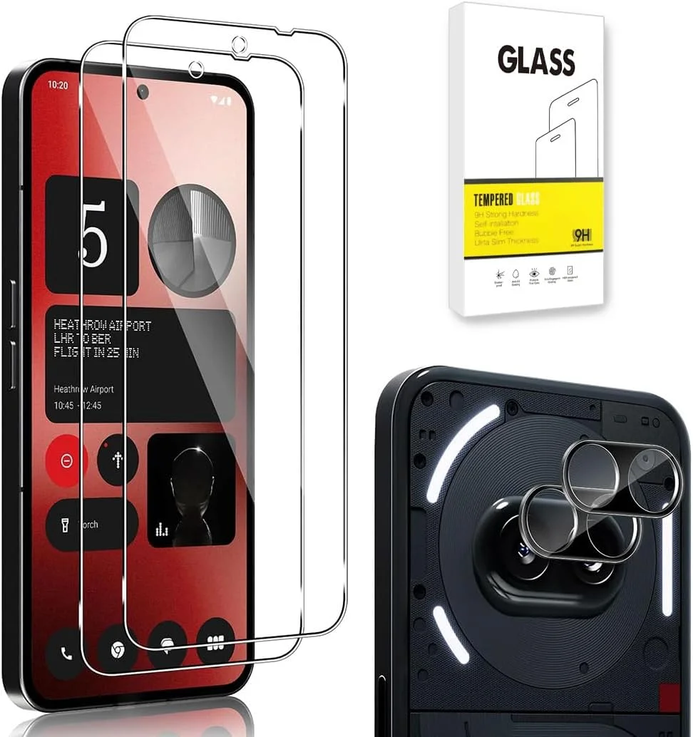 محافظ صفحه نمایش دیسیون سازگار با Nothing Phone 2A + [بسته 2 عددی] محافظ لنز دوربین [شفافیت HD، فناوری های دفاعی چندگانه] شیشه حرارت دیده