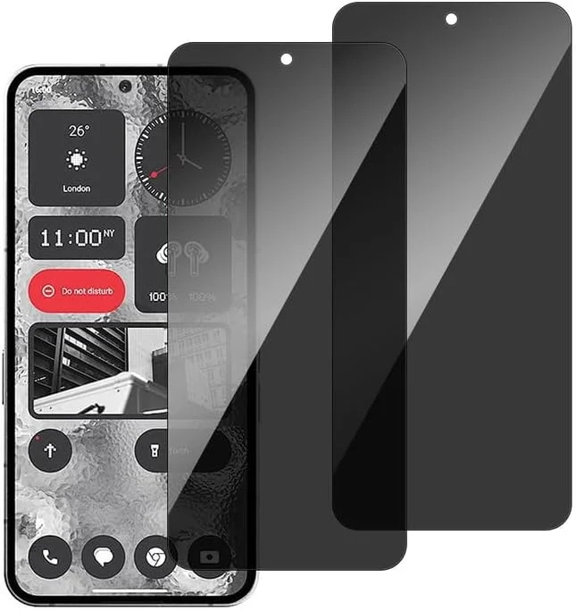 محافظ صفحه نمایش حریم خصوصی شیشه ای تمپر شده chejuza برای Nothing Phone 2 5g [بسته 2 عددی]، سختی 9H، شیشه محافظ پوشش کامل، ضد جاسوسی، محافظ صفحه نمایش HD بدون حباب