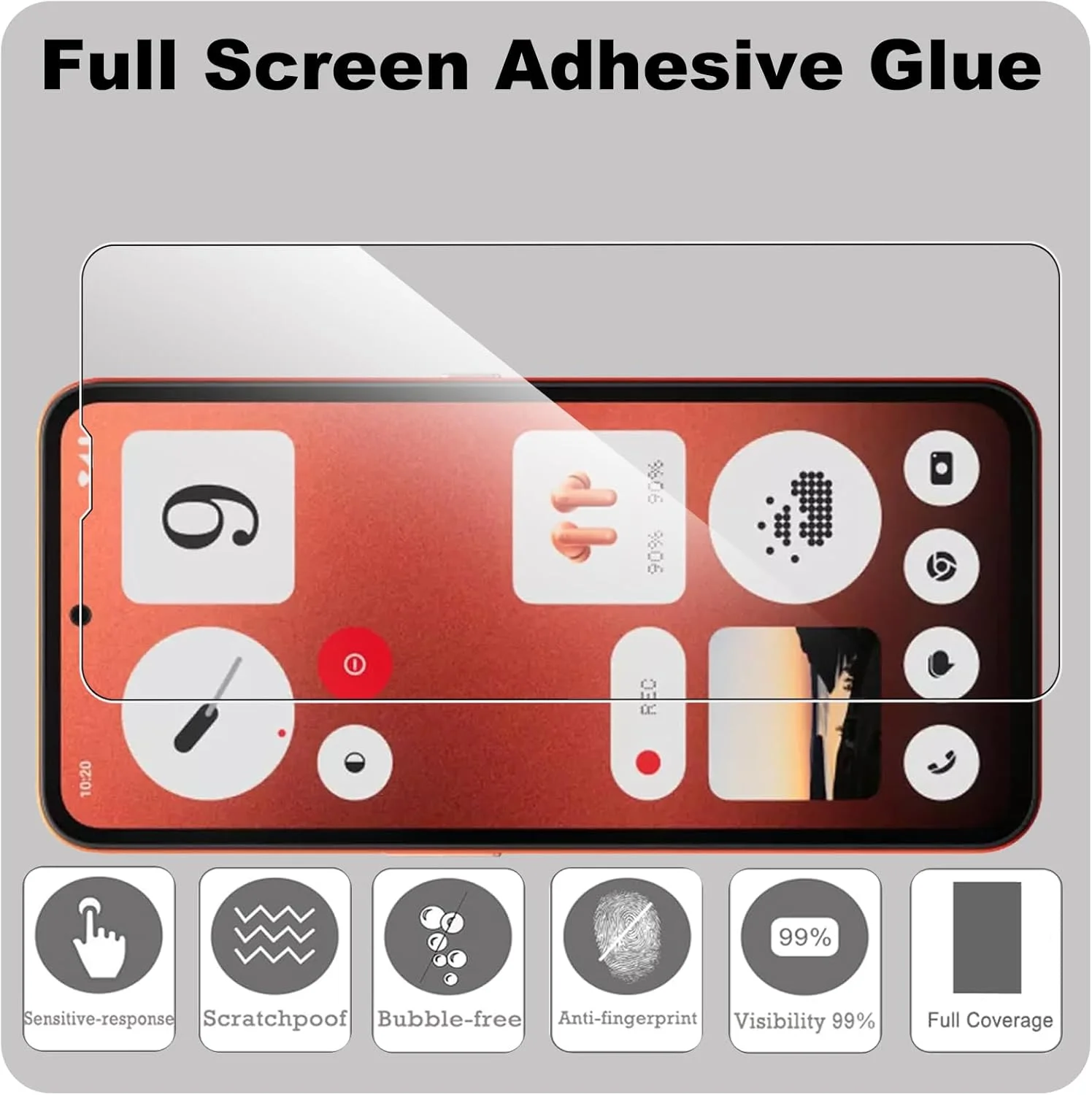 محافظ صفحه نمایش KZIOACSH برای تلفن Nothing CMF Phone 1، بسته 2 عددی، سختی 9H، شفاف HD، ضد خش، شیشه حرارت دیده، پوشش اولئوفوبیک، ضد اثر انگشت، فیلم محافظ