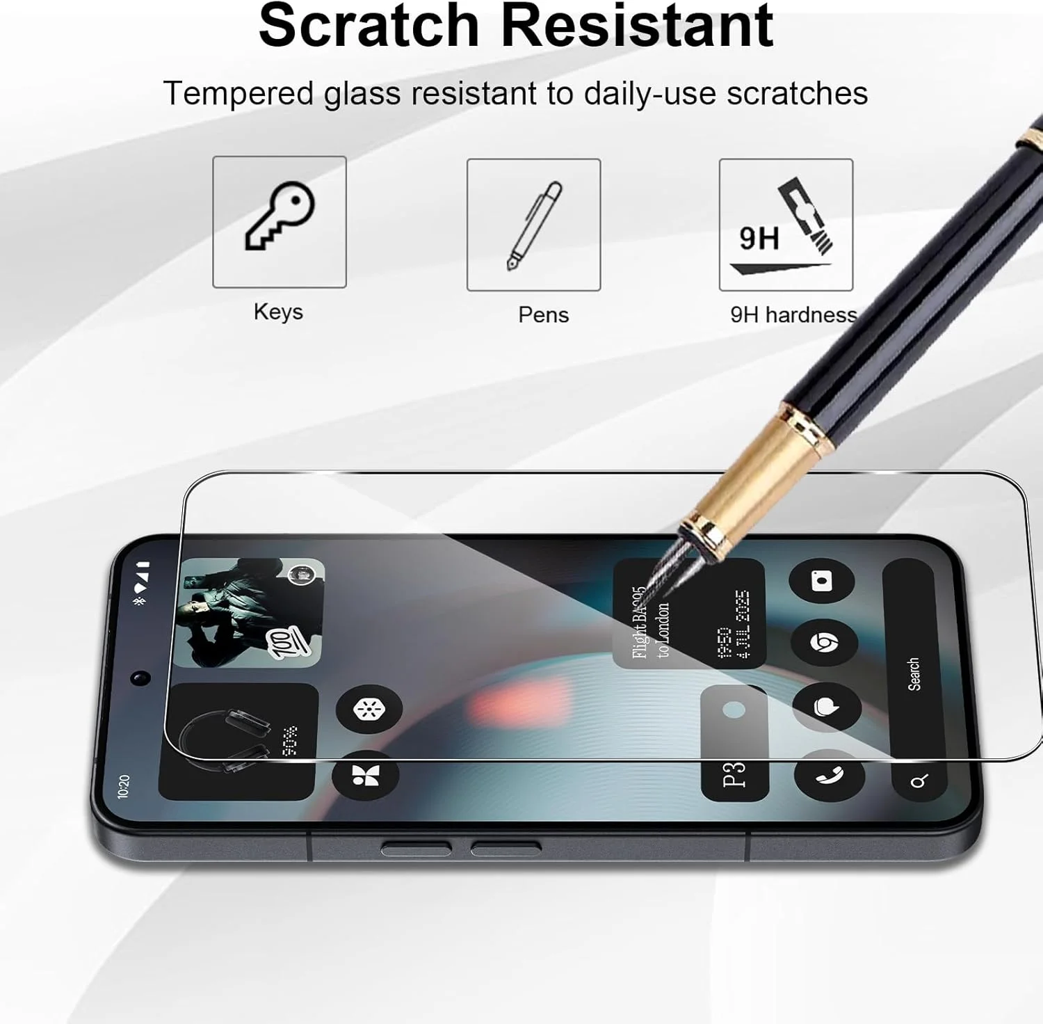 محافظ صفحه نمایش شیشه ای حرارت دیده Yenwen برای Nothing Phone 3، شامل 2 عدد محافظ صفحه نمایش و 2 عدد محافظ لنز دوربین عقب، ضد خش، شیشه با سختی 9H، بدون حباب