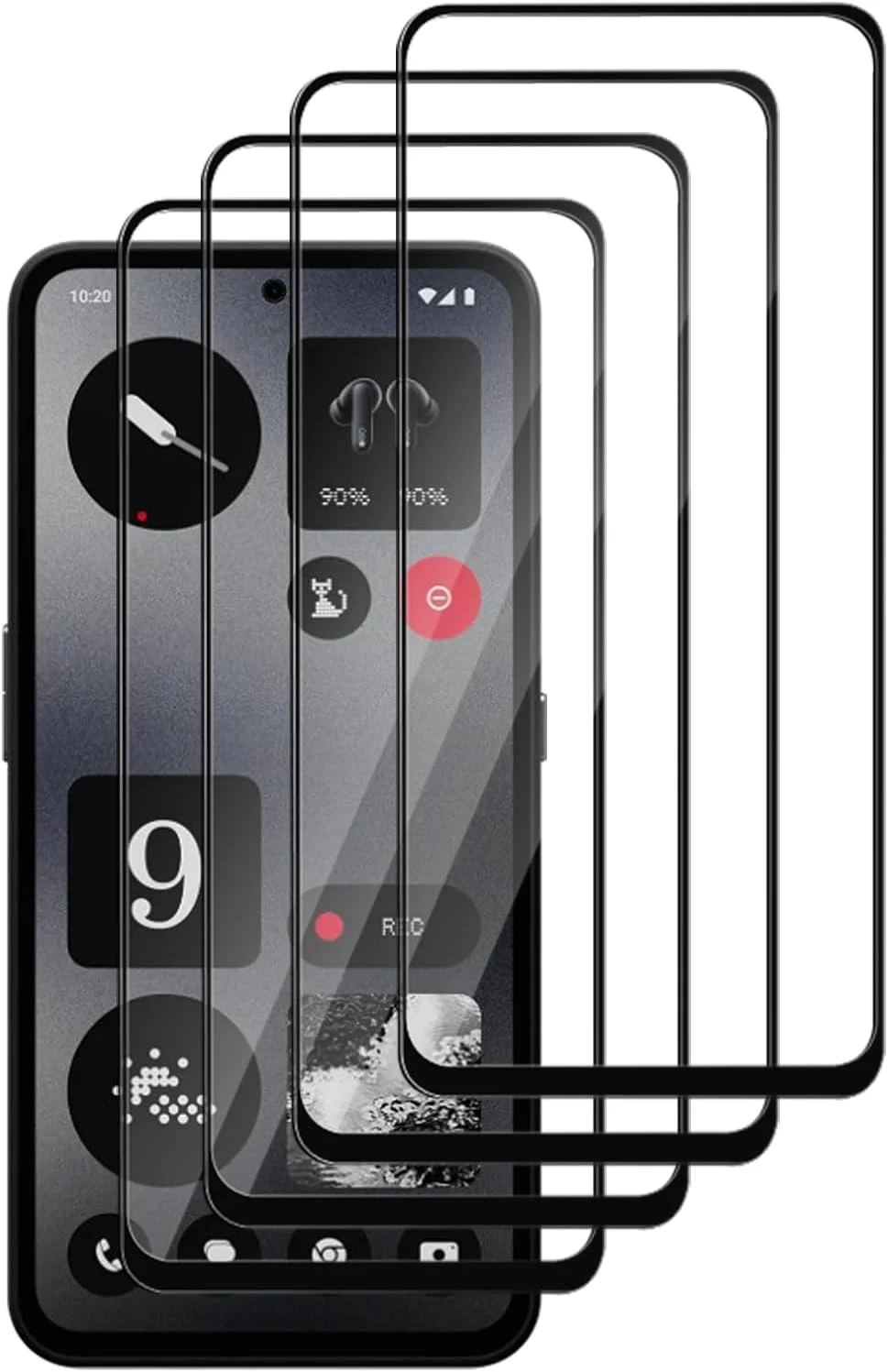 محافظ صفحه نمایش شیشه ای GMUJIAO [بسته 4 عددی] سازگار با Nothing CMF Phone 1، فیلم شیشه ای حرارت دیده، محافظت عالی در برابر شکستگی، سختی 9H - مشکی